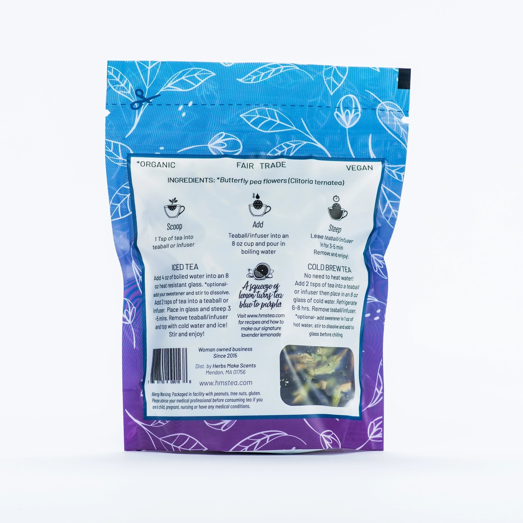 HMS' Organic Butterfly Pea Flower Ayurvedic Tea (Clitoria ternatea