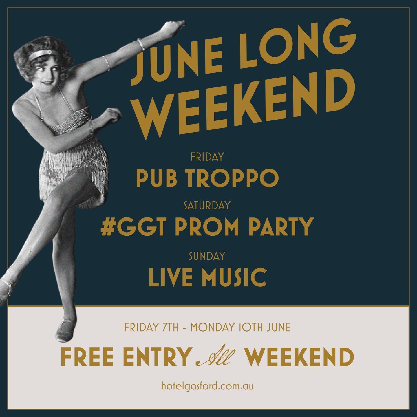 IYKYK. No one does a long weekend like Hotel Gosford - Check out what's happening this June long weekend: 

FRIDAY.  Pub Troppo retro DJ's &amp; karaoke 'til late!

SATURDAY. We're celebrating all you Coastie kings and queens at our @gossy.good.times