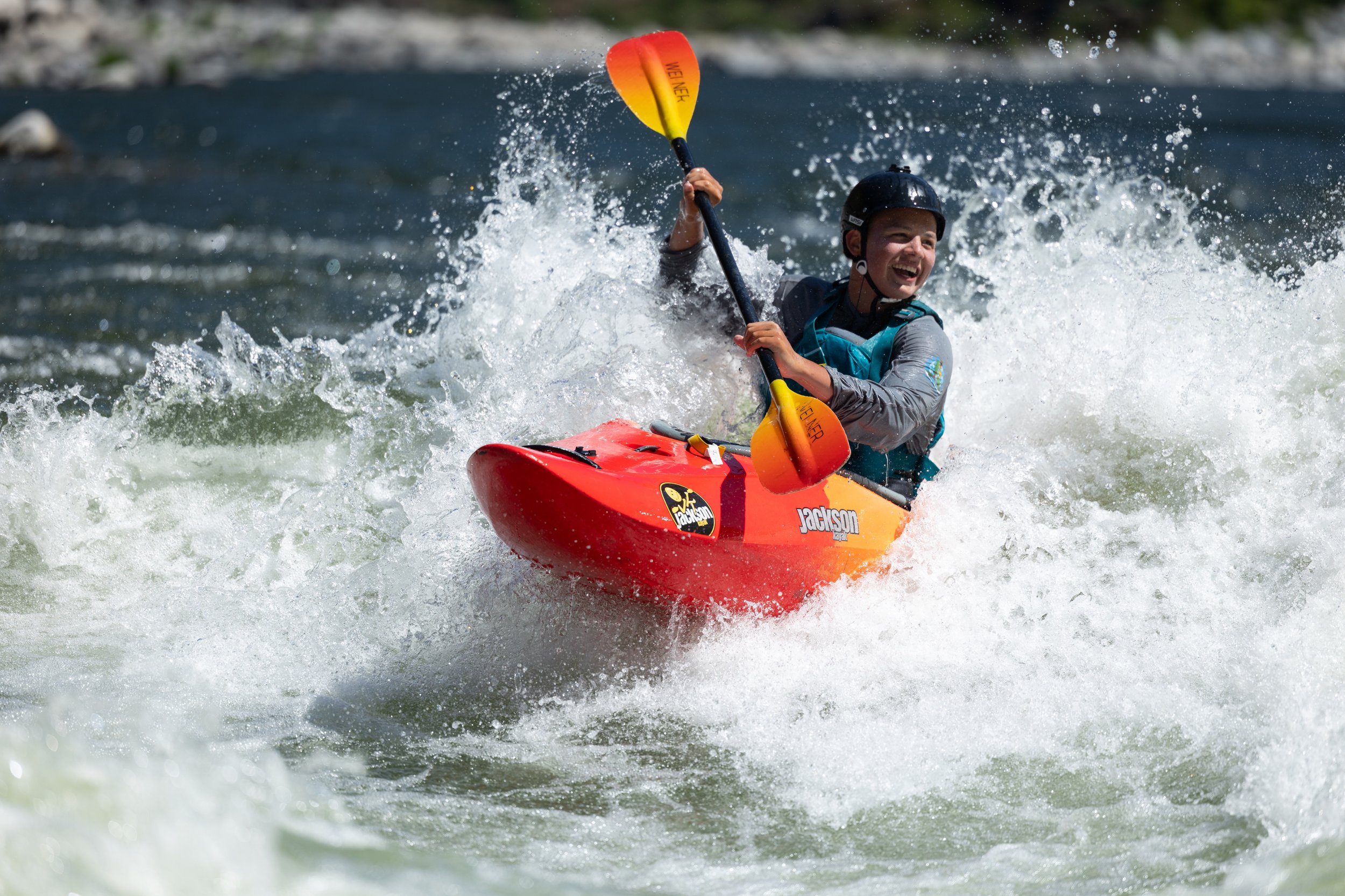 Julian Rogers (16) Indigenous kayaker on the First Descent of the Klamath River 2025. Photo by Erik Boomer.