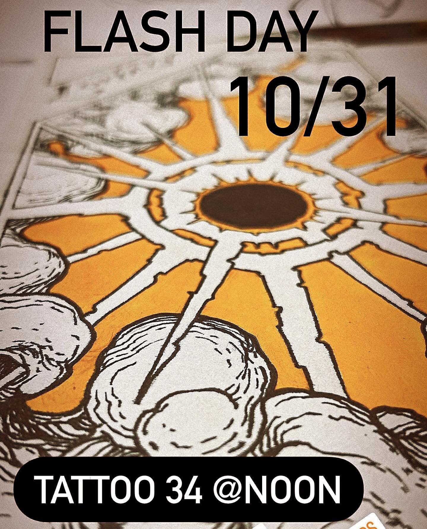 Halloween Flash Day! 10/31 at noon!

Participating Tattoo Artists Are:

Toby @tobylinwood (there for the beginning)
Micaeah @micaink_ 
Amelia @___grandmashands 
Hanam @ohanamibaba 
Jenny @campsongs (there for the end)

All the artists will be tattooi
