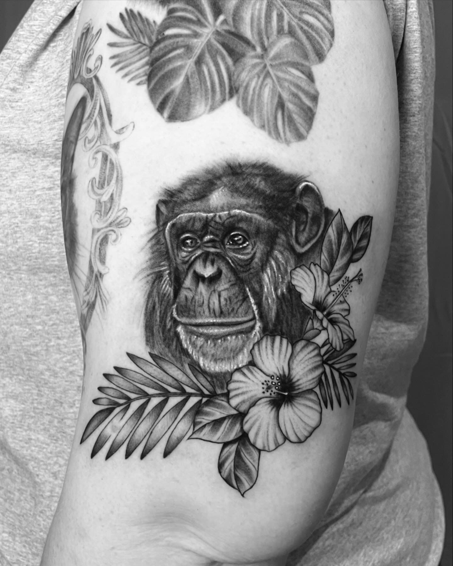 another of Jenna&rsquo;s favorite chimps, lucky! swipe to see lucky sittin under bubbles, done last year.