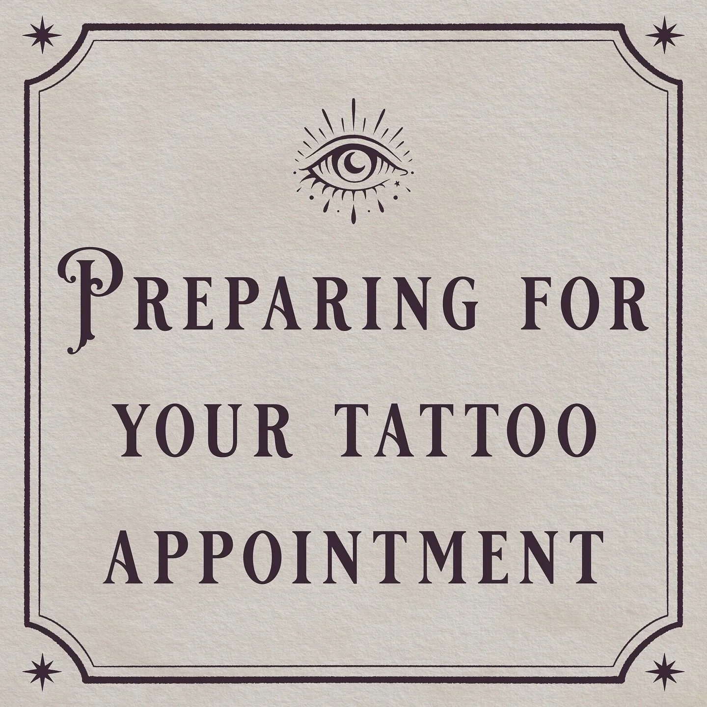 I made a little infograph on how to prepare for your tattoo appointment! Getting a new tattoo can be scary, and I’m here to make the process a little less intimidating for you🔮✨