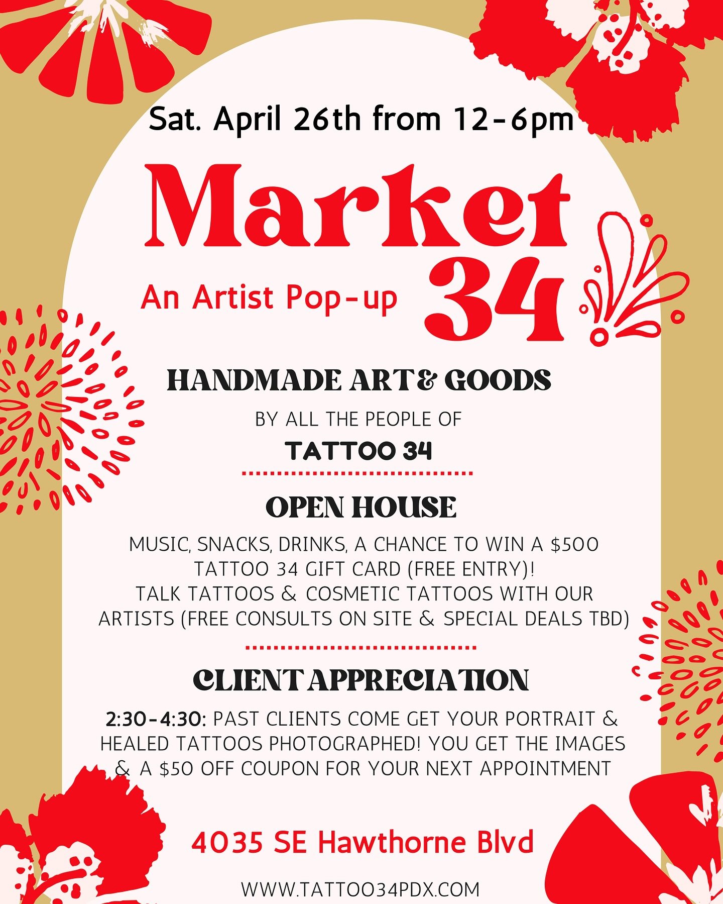 Happening Today! We are all excited to try something a little different for our tattoo shop. Come shop, see the space, eat, hang out, play chess 🤷🏻&zwj;♀️

Join us and just by coming in (and writing down your email) be entered to win a $500 Tattoo 