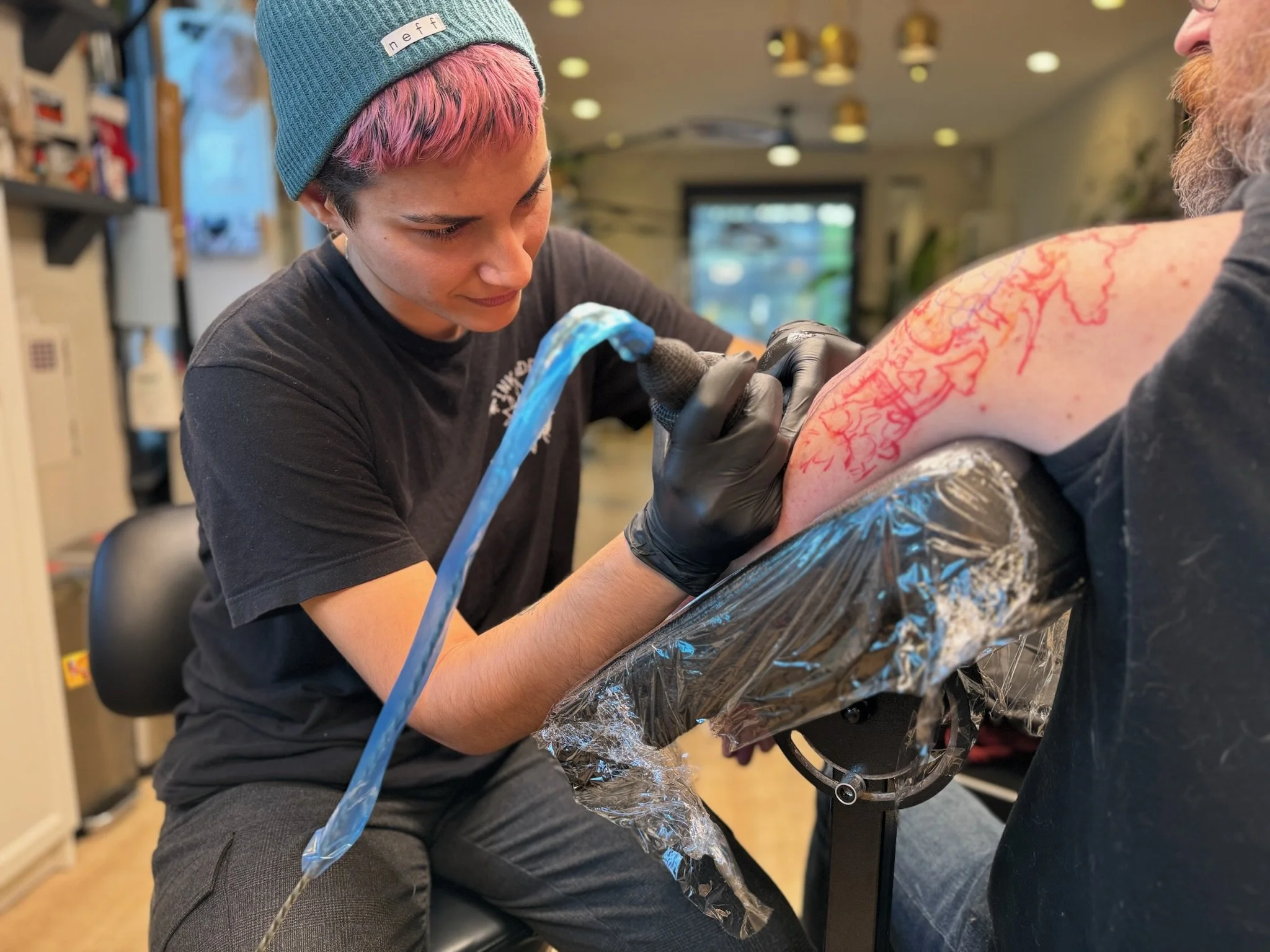 BIPOC female tattoo artist at Tattoo 34 on Hawthorne Blvd in Portland, Oregon 