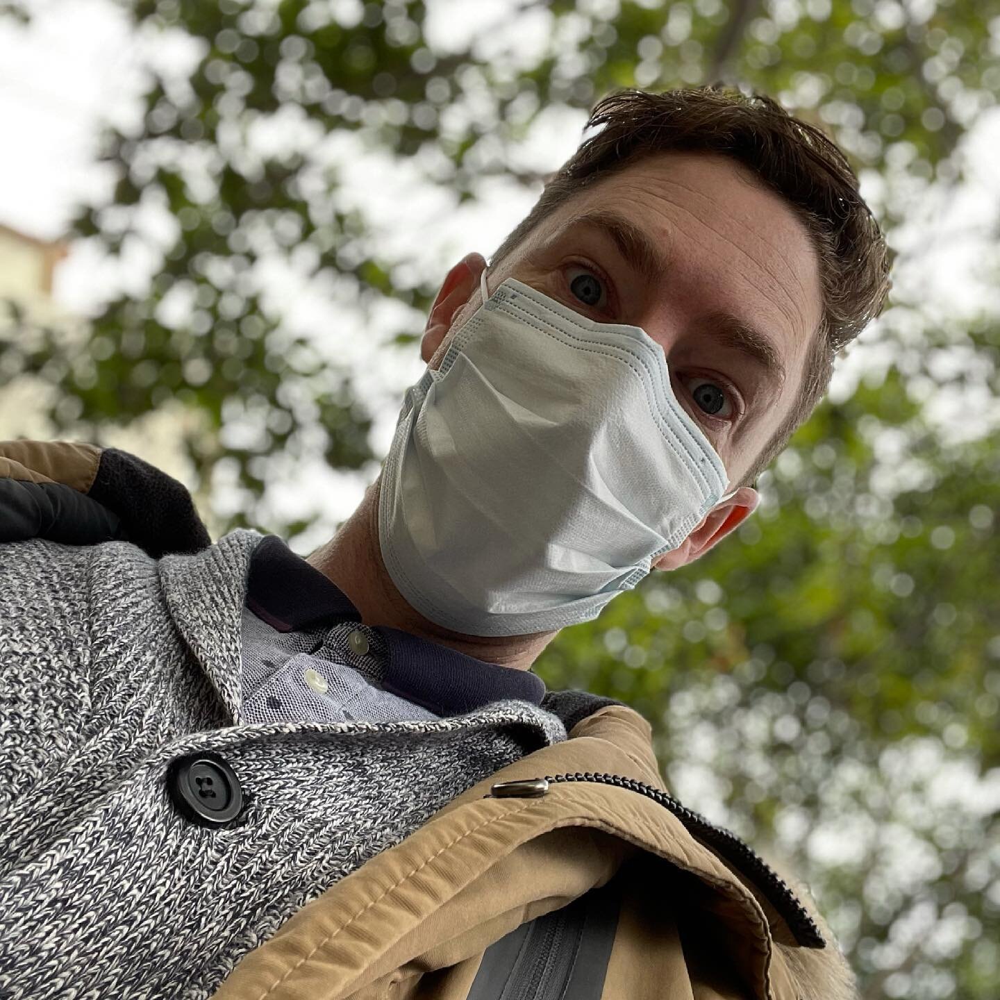 This is me trying to convey excitement with my eyes. It&rsquo;s vaccination day, friends. I can&rsquo;t express how grateful I am for the frontline workers who are out in the cold handing out stickers and keeping this whole operation moving.