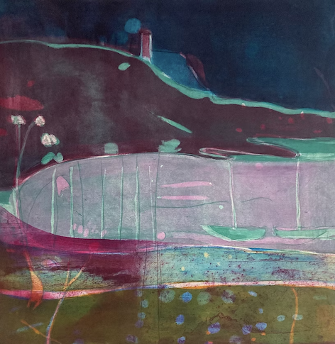 Louise Davies, Moonlight on the Harbour 50 x 50cm.png
