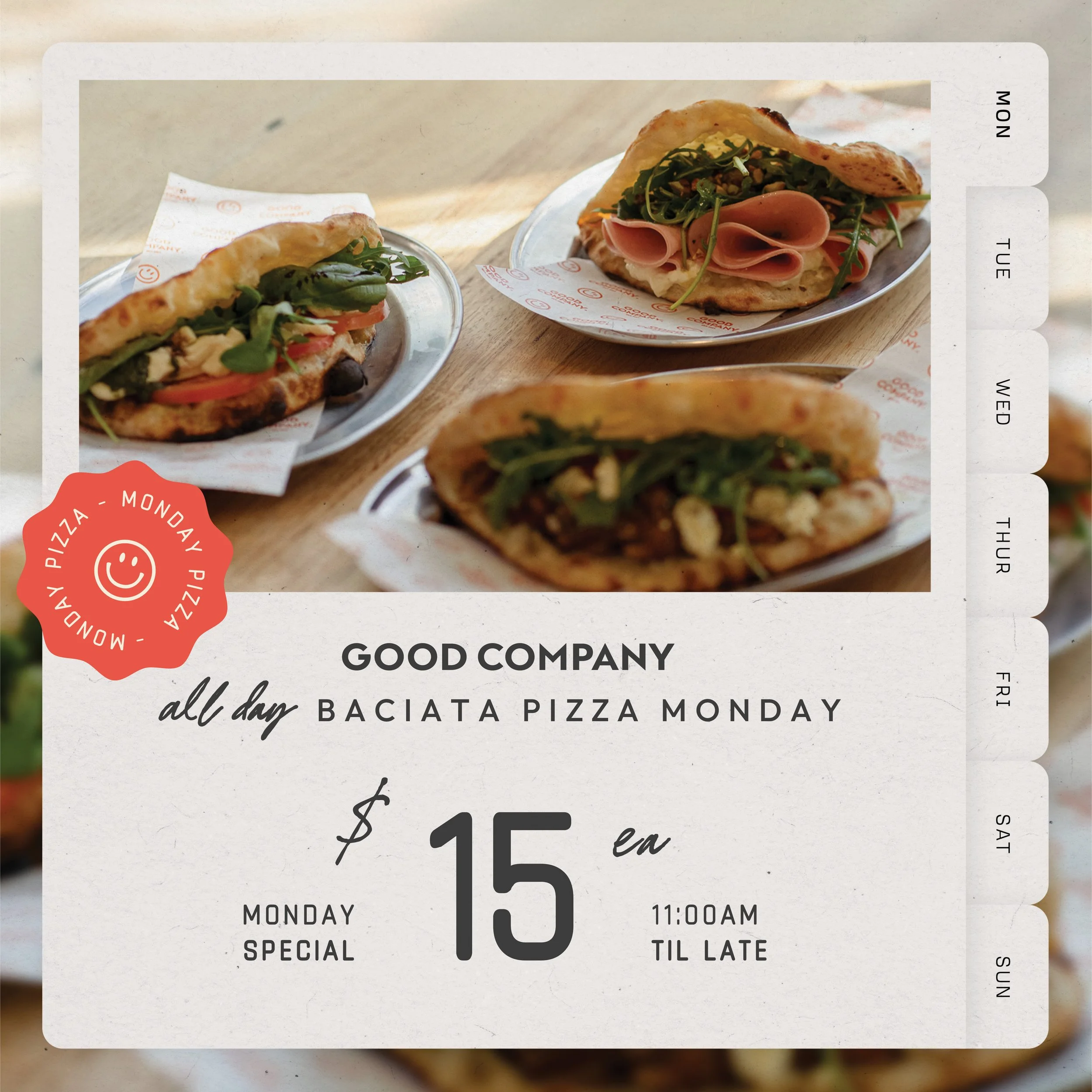 Monday Baciata Pizza Day