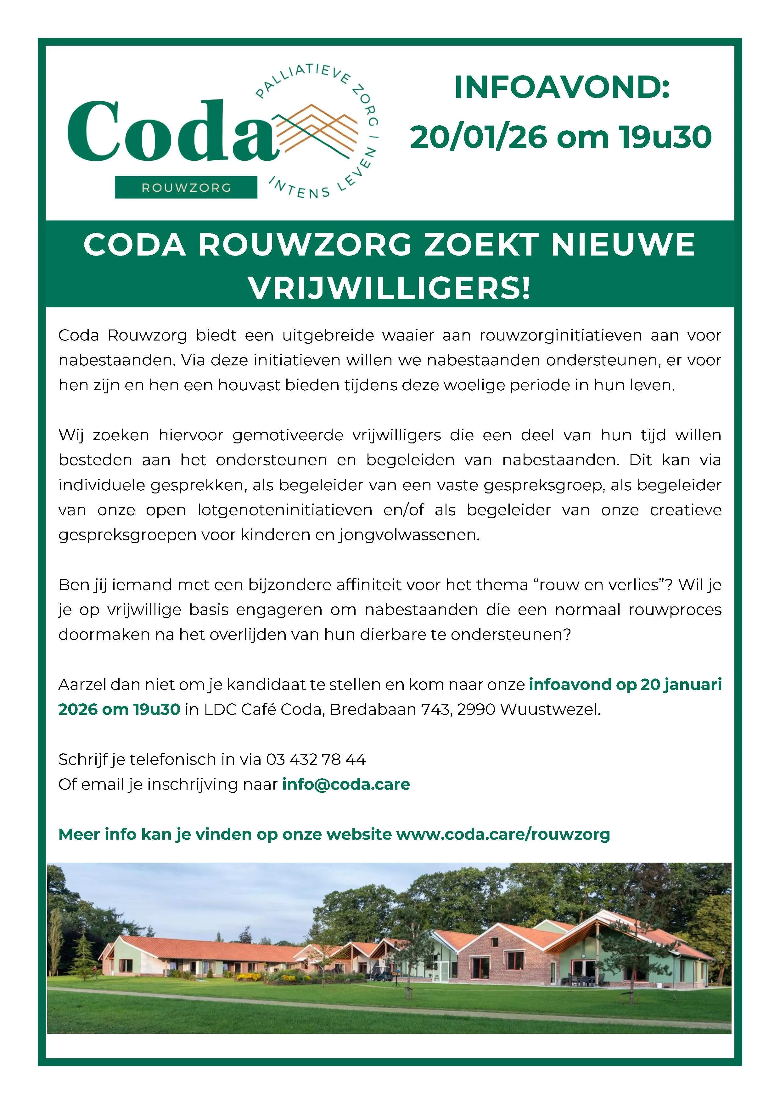 CODA VZW ZOEKT VRIJWILLIGERS IN DE ROUWZORG!