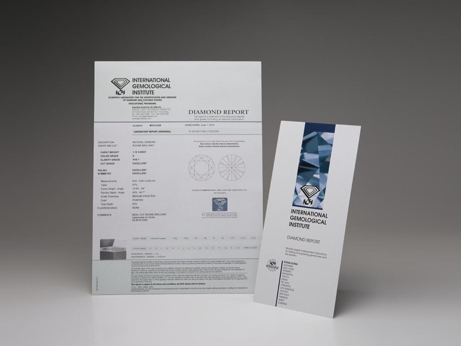 IGI can also certify lab created diamonds