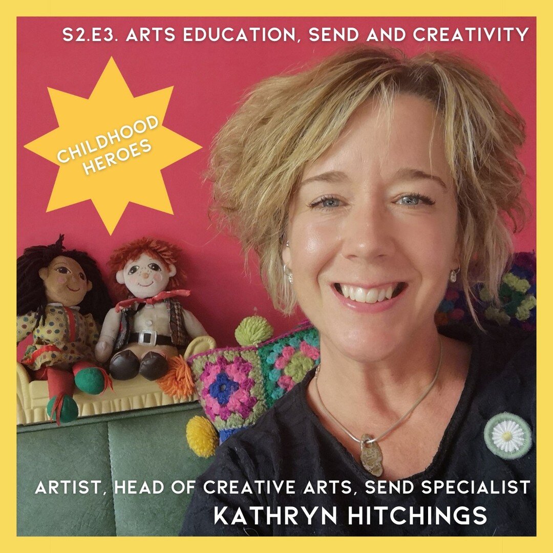 Excited to welcome the brilliant @knitchings on today's @childhoodheroes podcast! Kath talks about how #artseducation has changed over a generation and what she has learned from working with young people with #SpecialEducationalNeeds / #SEND. Tune in