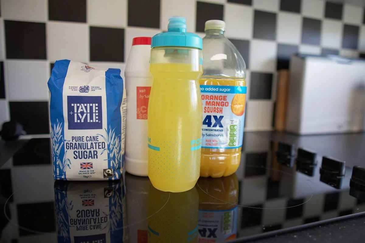 DIY sports drinks on the kitchen surface