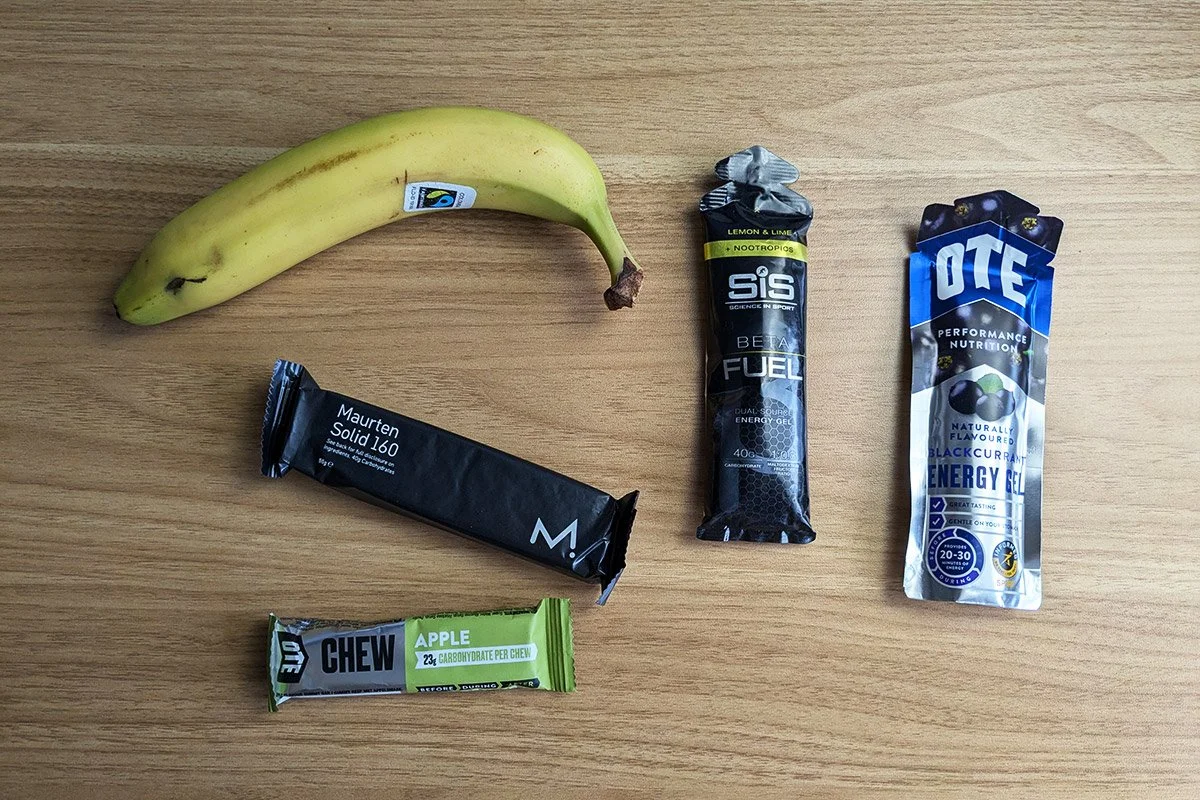 Triathlon nutrition products on the table