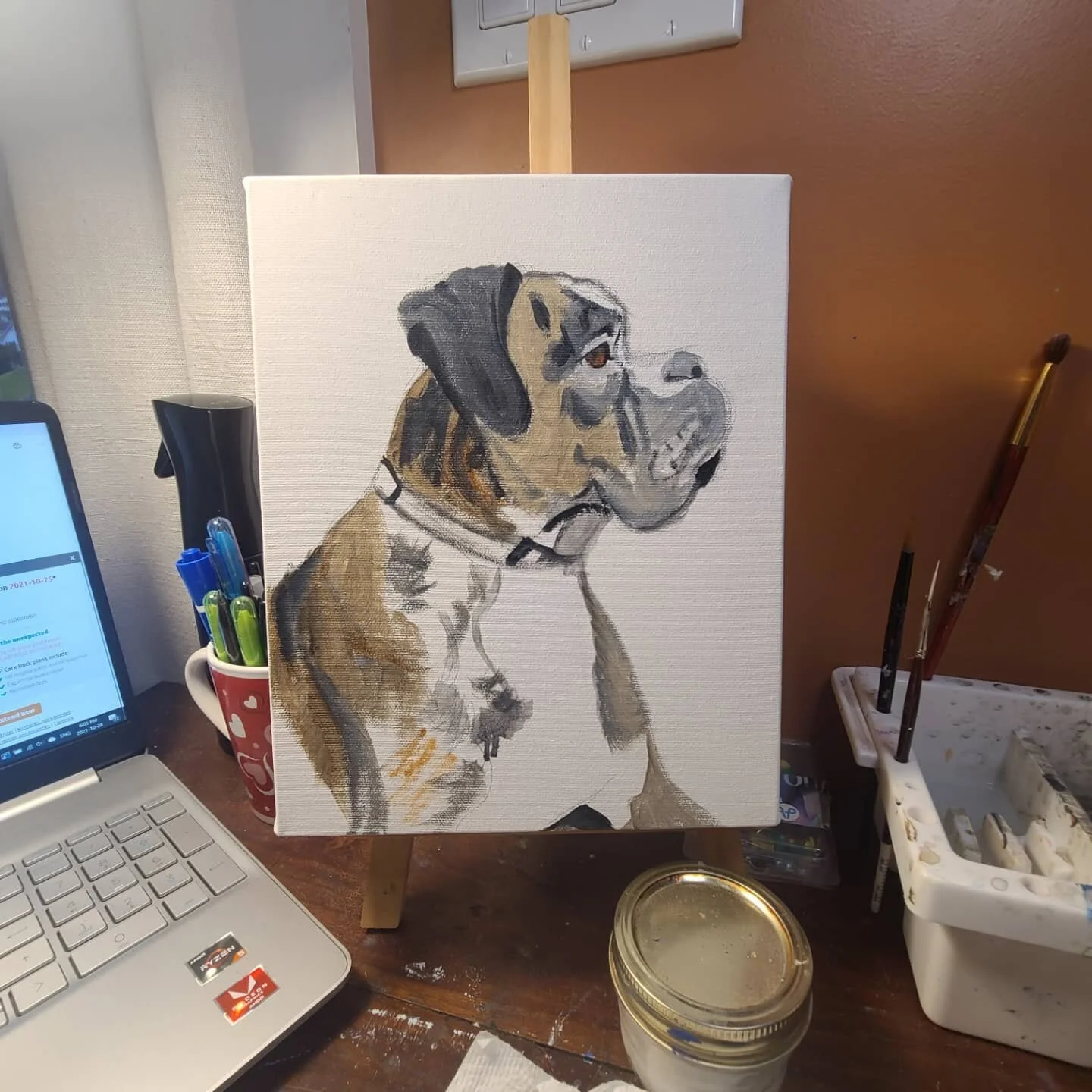 A Commission I can show you💛 
.
.
.
.
.
.
#petportrait #artist #emergingartist #novascotianartist #maritimeartist #acrylicpainting #doggo #boxersofinstagram #dogs #dogsofinstagram #animallover #commissionart