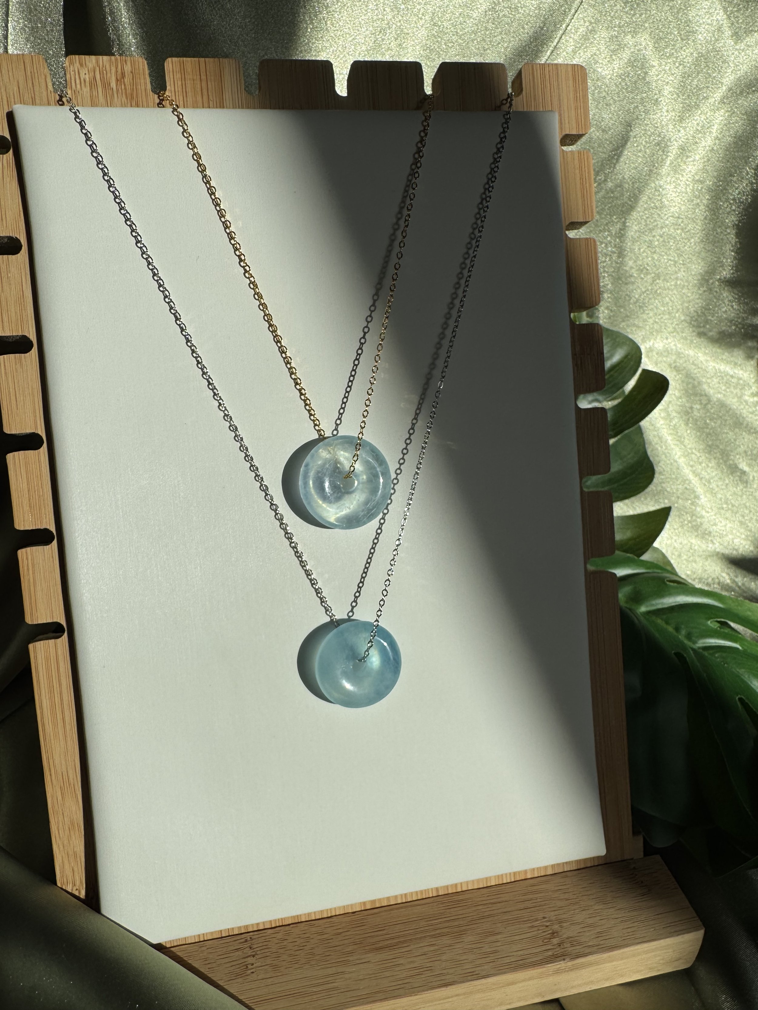 Icy Aquamarine Donut Pendants