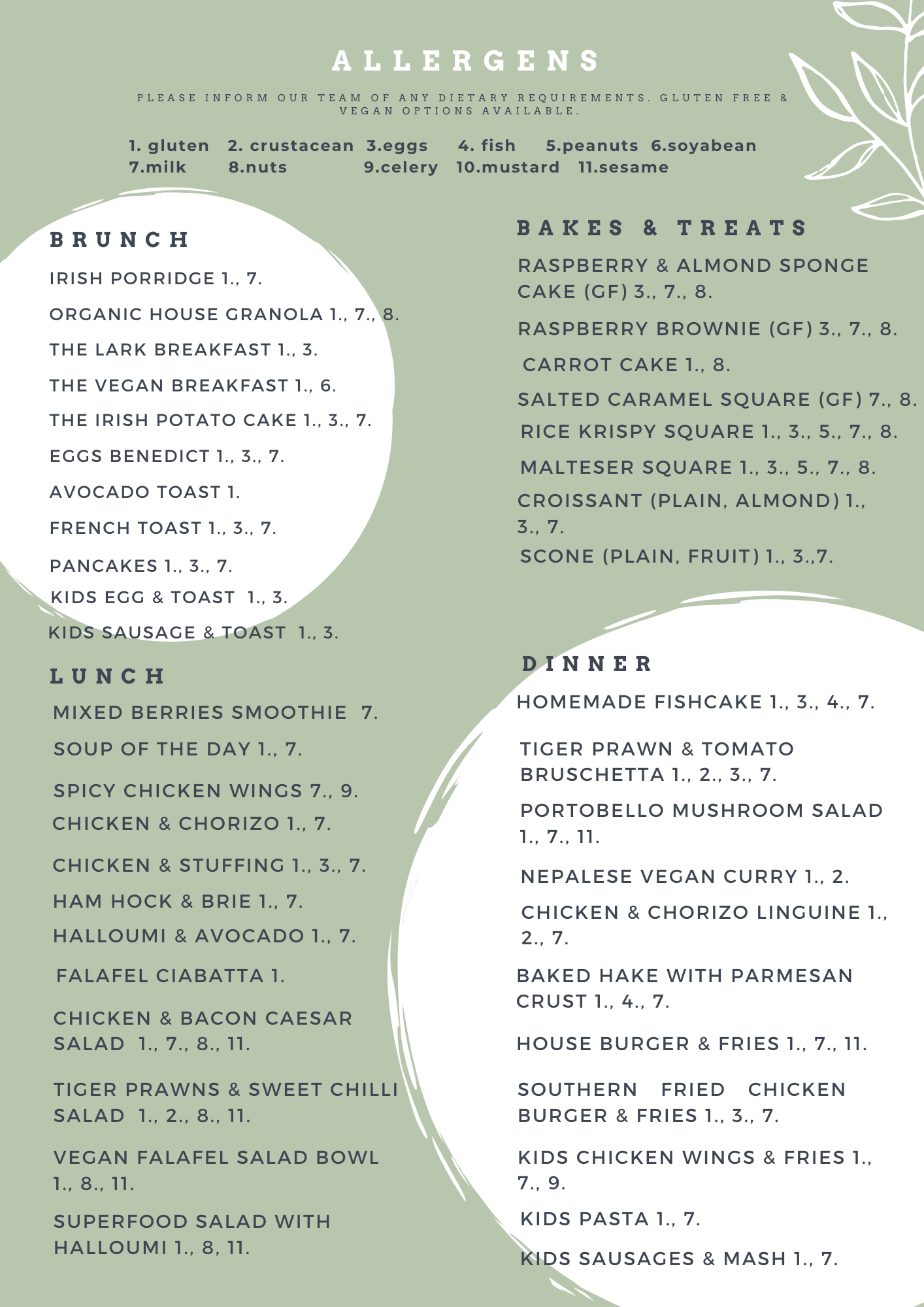 Allergens Nutrition Lark Restaurant