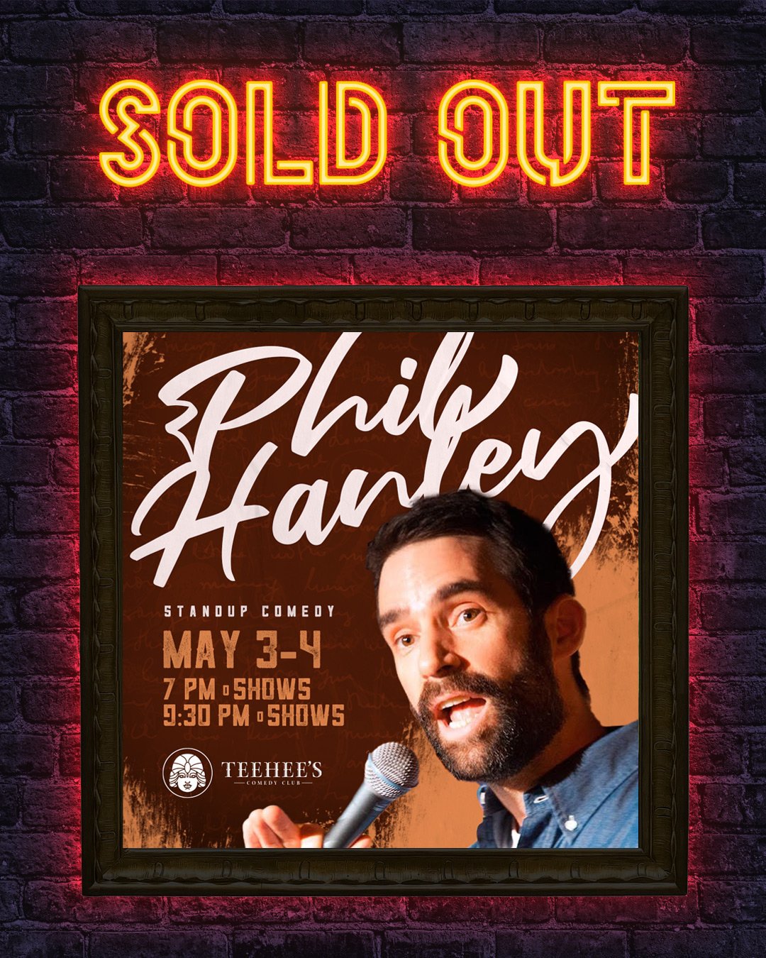 🔥🎤🎟 All Phil Hanley shows except for the 9:30pm Friday show are sold out of advance tickets!
Limited seating on stools at the bar and in the back of the club will be sold at the door.
Get the final 9:30pm Friday tickets at teeheescomedy.com/shows