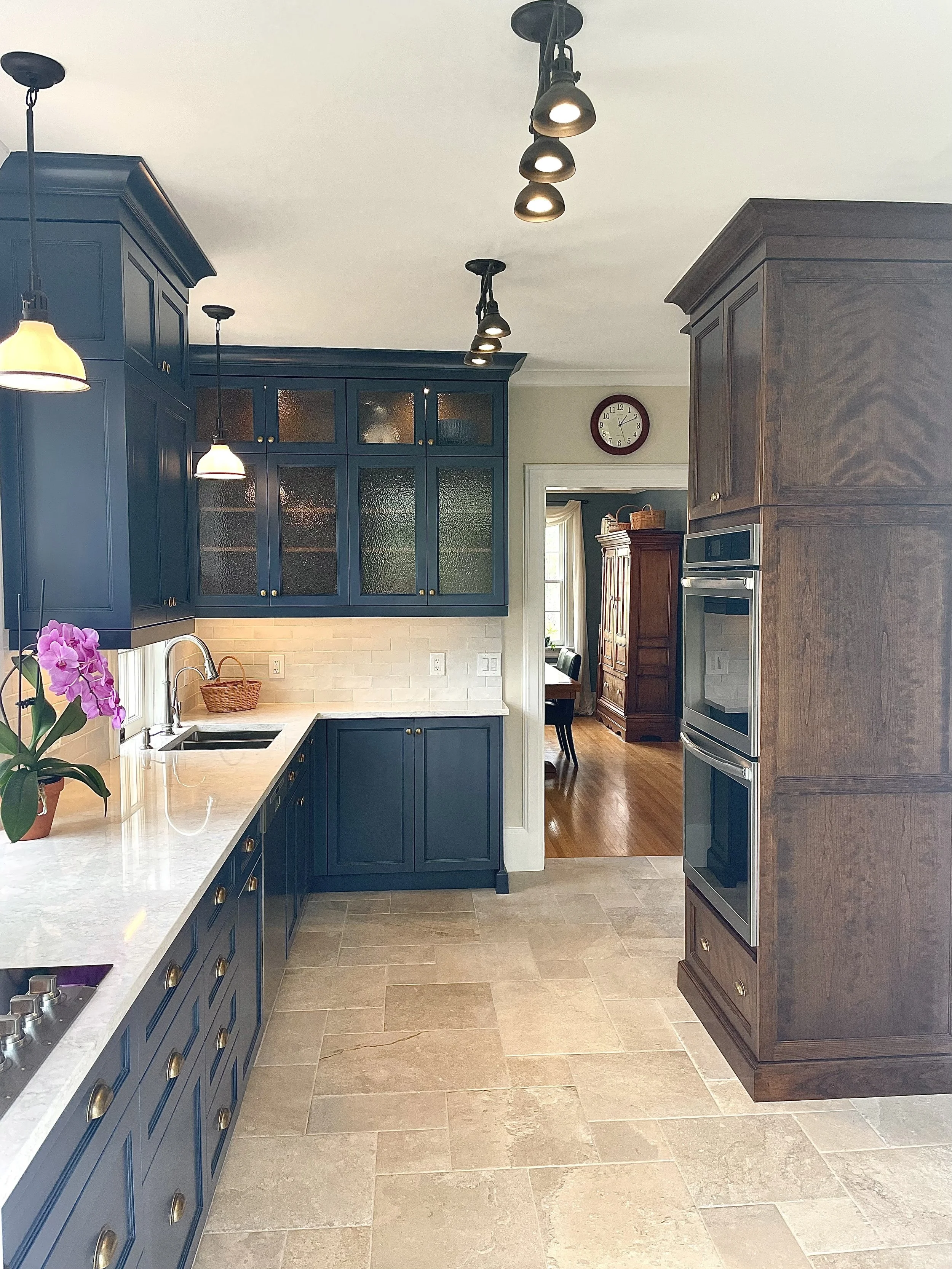 Kitchen remodel with custom blue cabinets and stained wood cabinets.jpg
