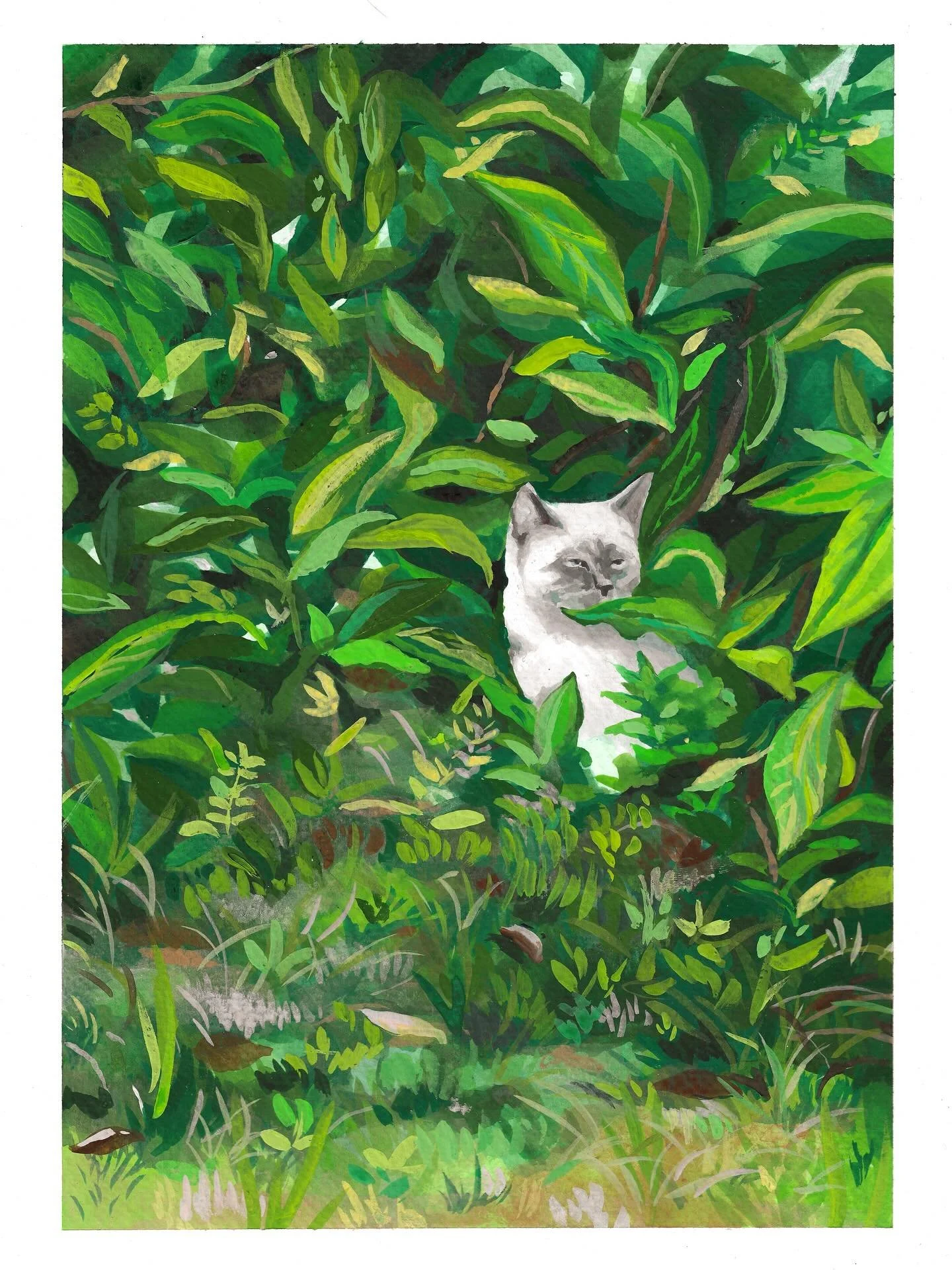 I just wrapped up another summer working at @kygsa, which means I had the chance to work alongside my visual art students and make some art of my own, including this gouache painting. This is of the moment my mom first laid eyes on our youngest cat, 