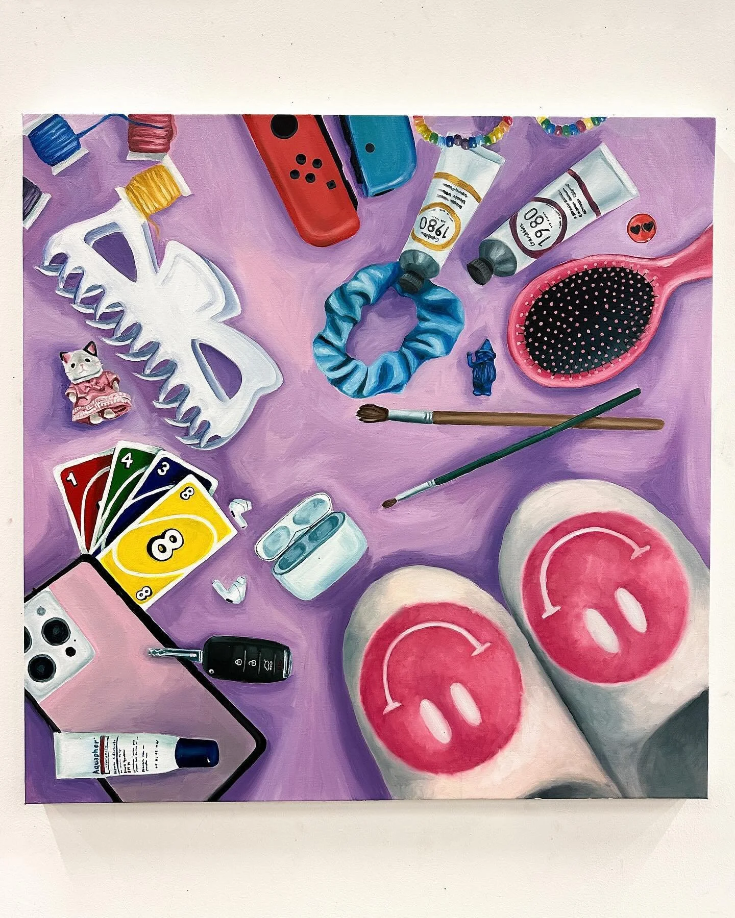 My second project of the semester for my painting III class 
Oil on canvas, 36 x 36 in. 
💗🎧🎨🔑🎶🧵