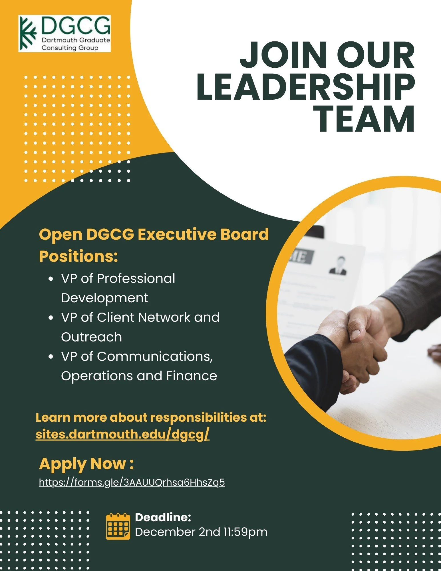 Dartmouth Graduate Consulting Club Executive Board Applications