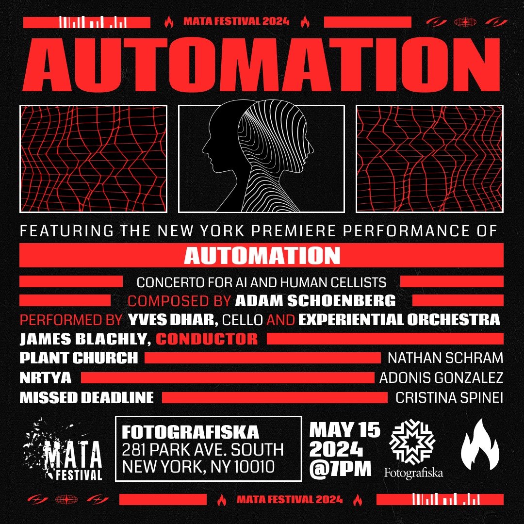🎶 MATA Festival 2024 kicks off tonight @fotografiska.newyork with tonight's MC @samimerdinian from Down the PIt! The Audience will hear the New York Premiere of AUTOMATION by @adamschoenbergmusic, performed by @yvesdhar  and @experientialorchestra, 