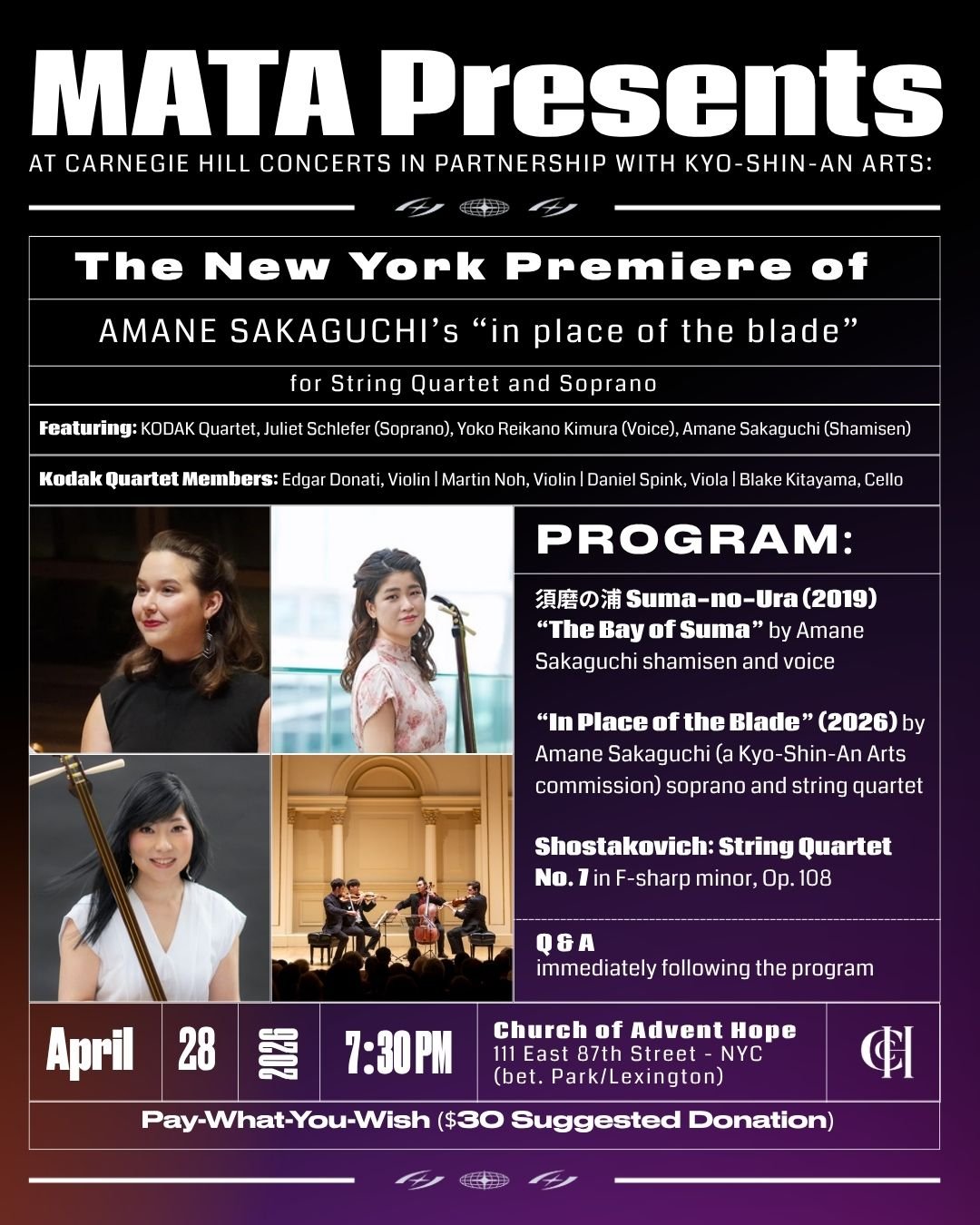 MATA Presents: New York Premiere of "in place of the blade"
