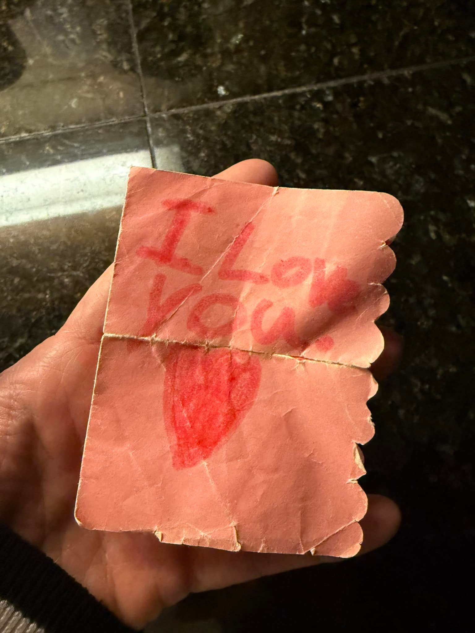 Put on a jacket this evening that I haven&rsquo;t worn in well over a decade and found this beauty in the pocket. It&rsquo;s probably 20 years old. 💗💗
