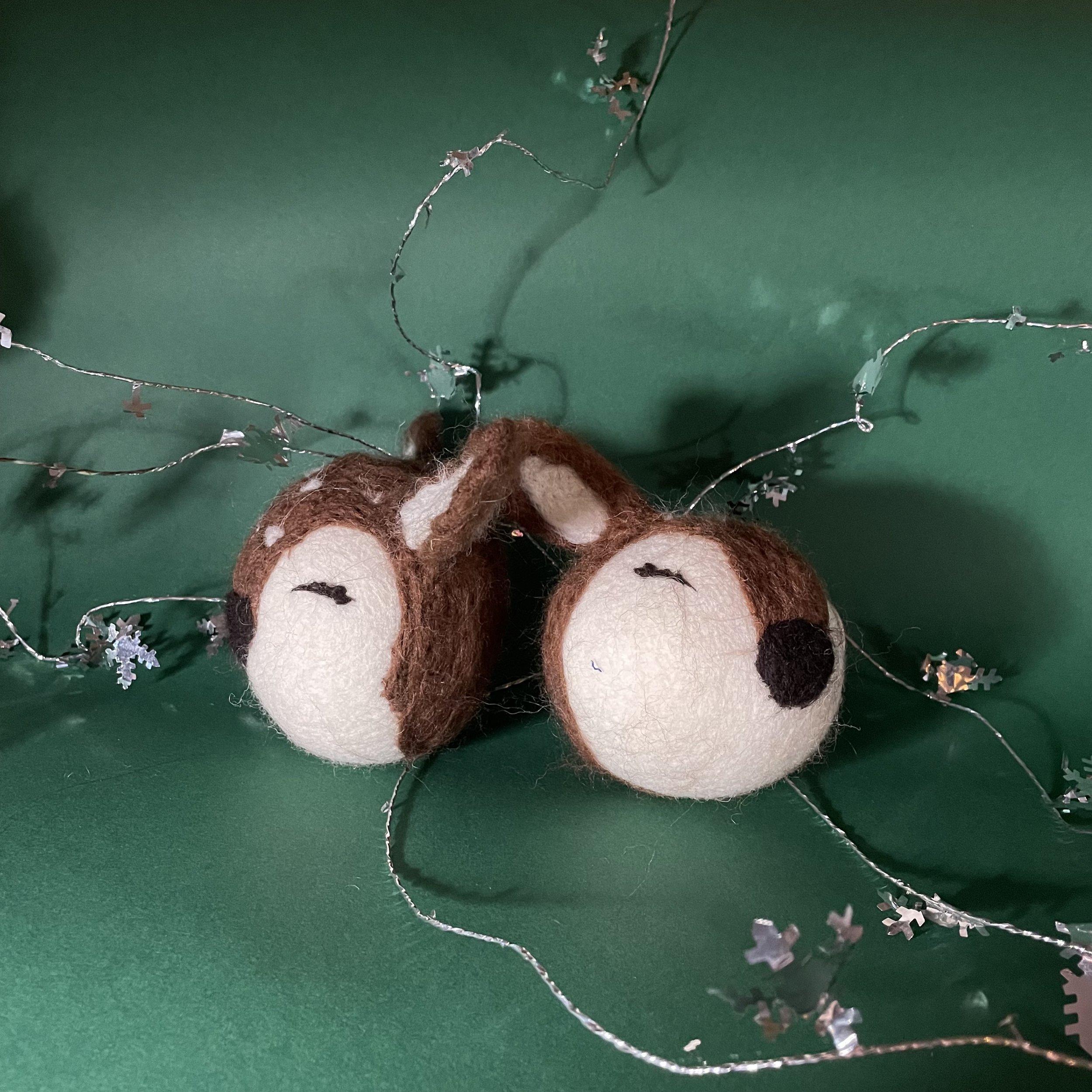 Handmade felt deer ornaments
