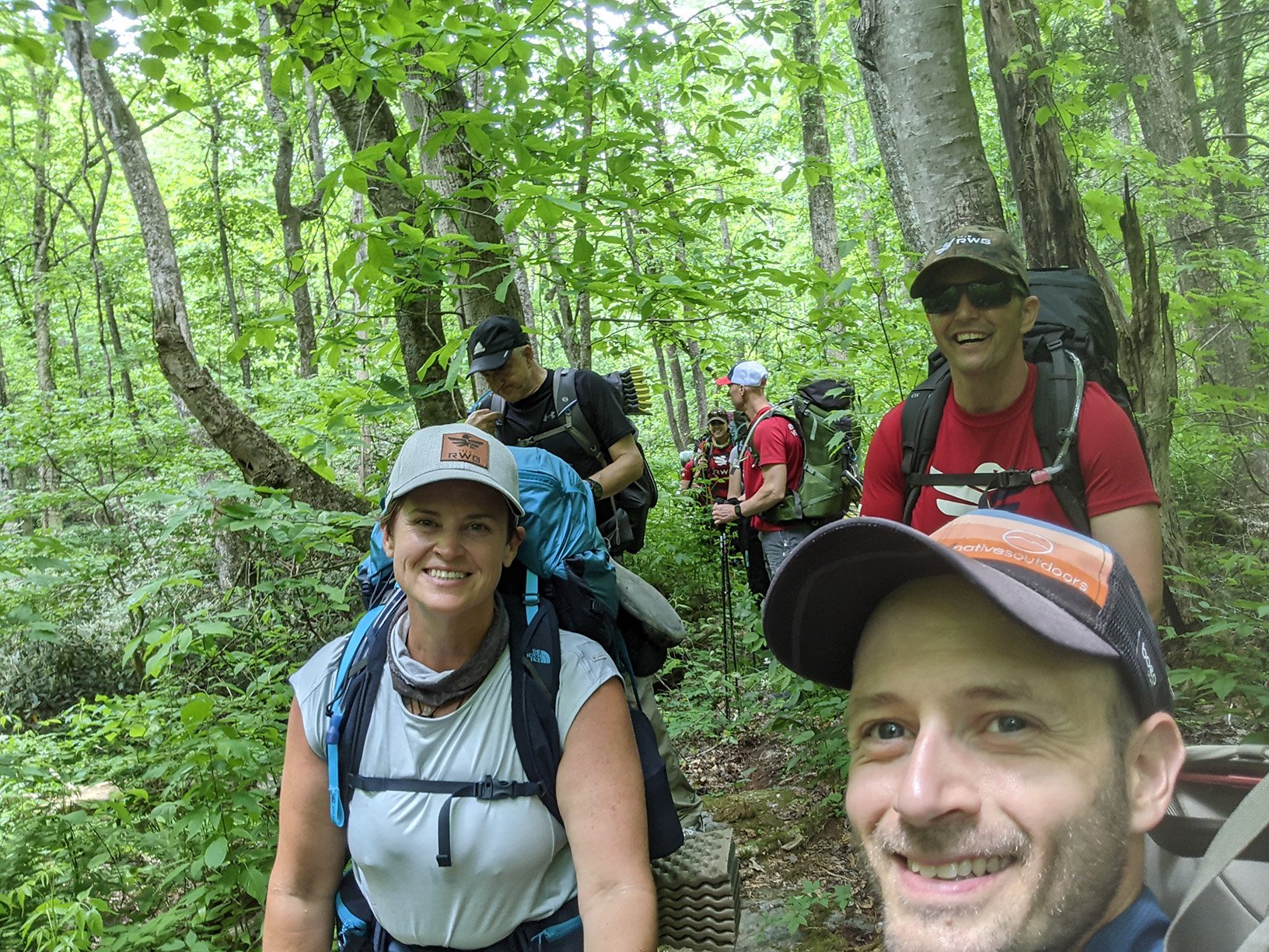 Group of hikers smiling