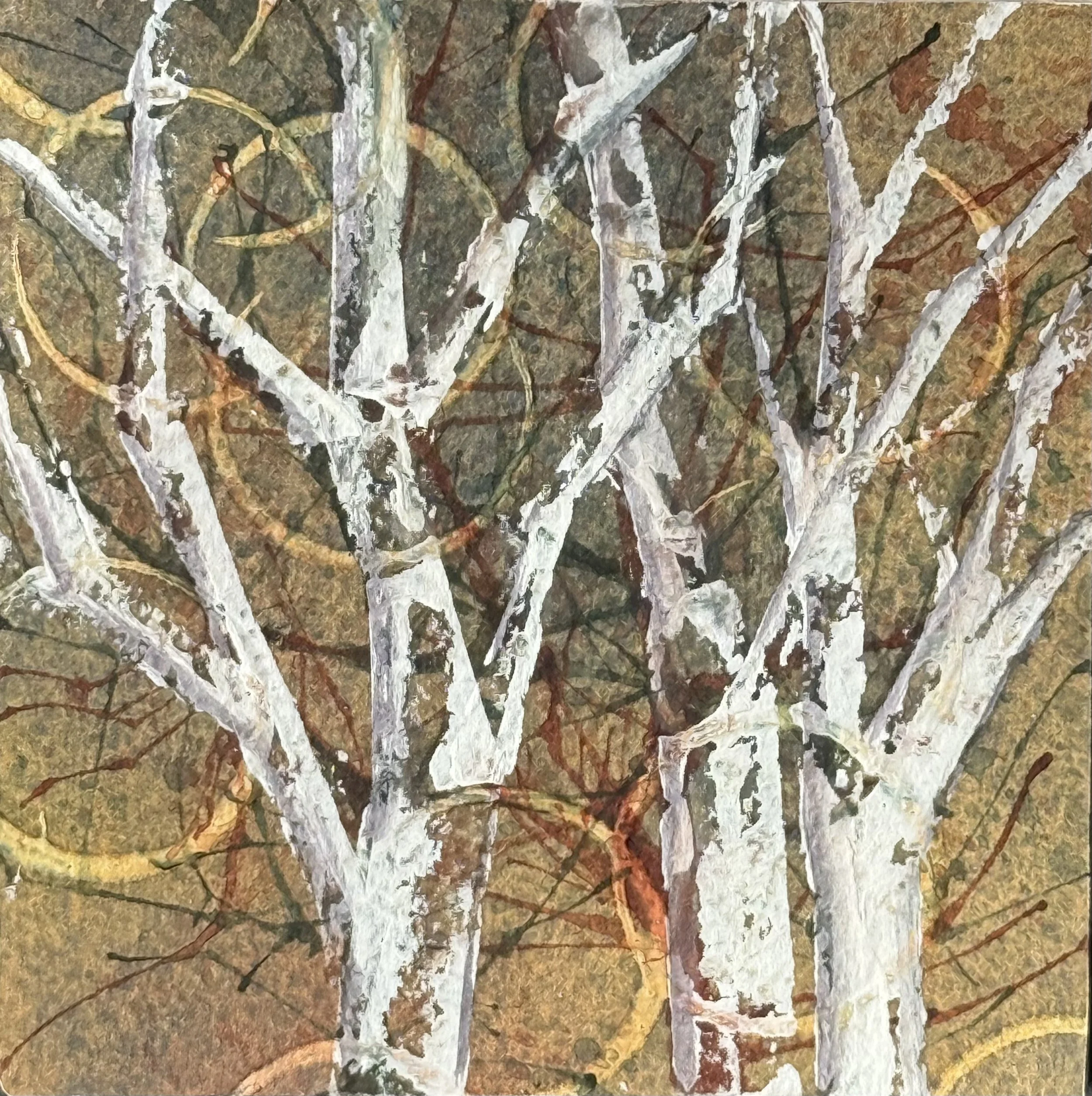 Winter Whispers, SOLD
Watercolor mounted on wood panel. 4" X 4" 