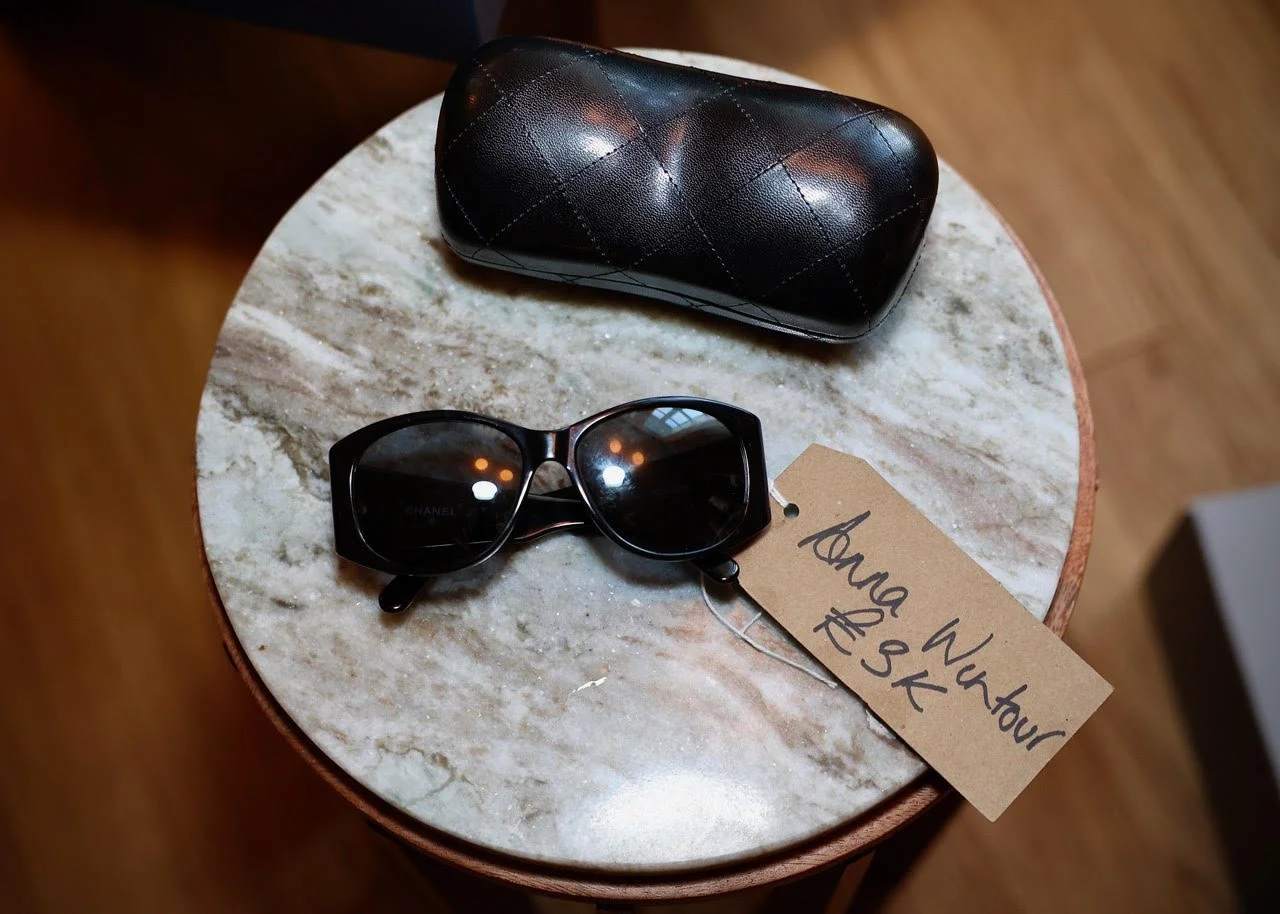 A pair of Chanel Sunglasses donated by Anna Wintour