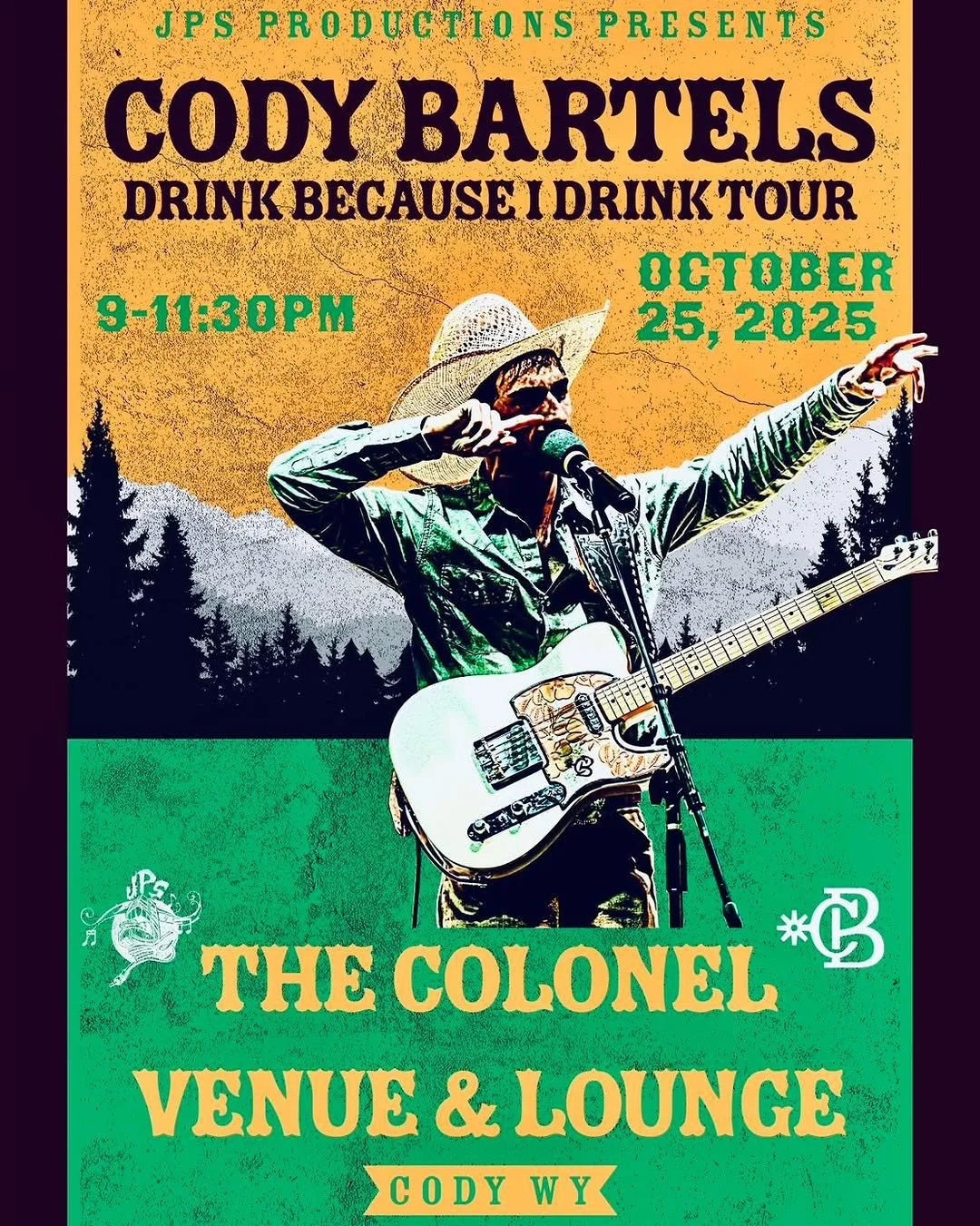 Tonight’s the night! π€ Join us at The Colonel for an unforgettable show with Cody Bartels — a rising country artist from Tacoma, Washington, known for blending classic country heart with rock-and-roll edge. His music is real, raw, and fu