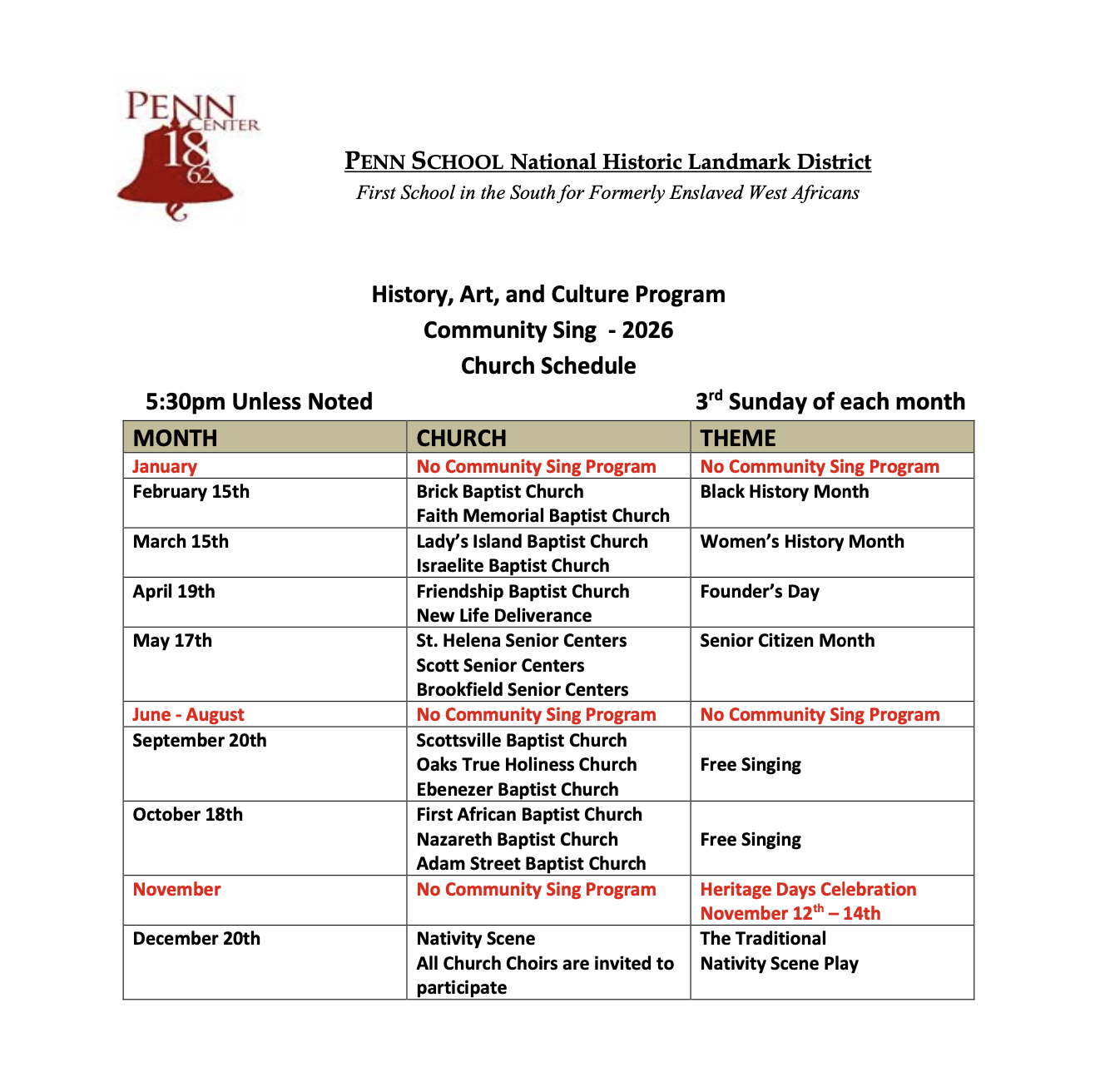 Penn Center Invites You to Community Sing 