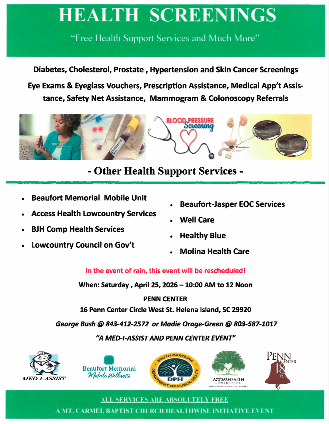 Free Community Health Screenings Coming to Penn Center April 25