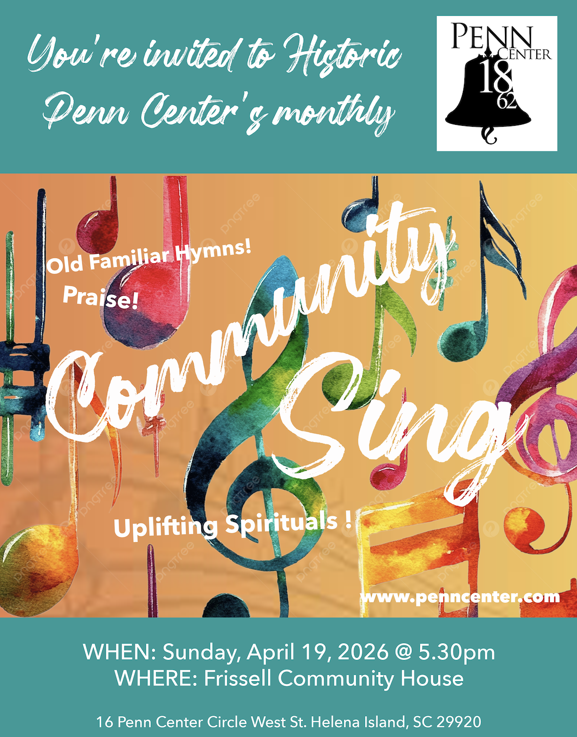 April 19 - Community Sing at Penn Center 