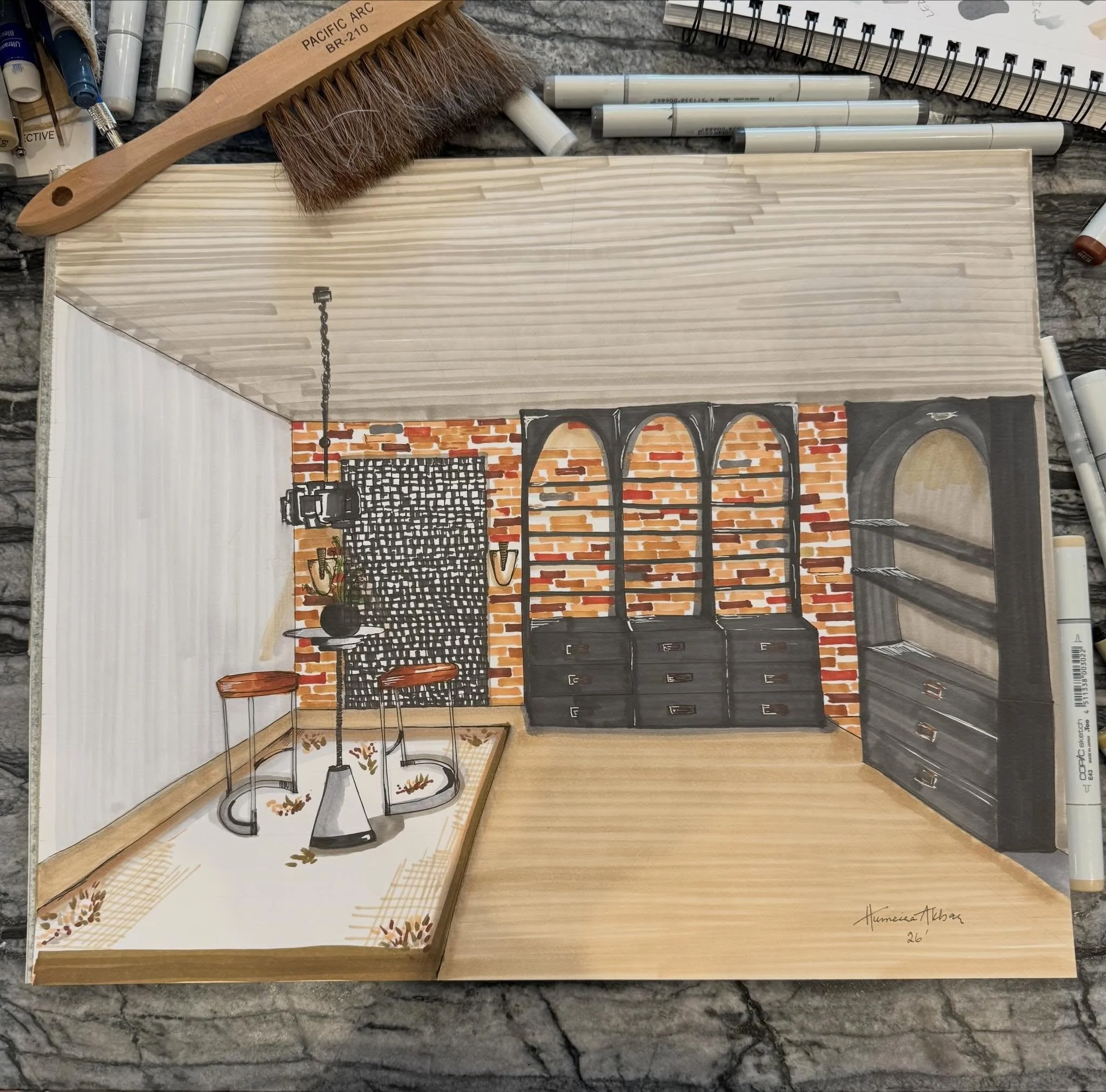 I could have AI rendered this in 3 seconds. But I chose all the hours it took to hand craft this rendering. 
Tools are great, but art still needs to be created and its beauty cannot be AI generated. 

Skewed lines and imperfect shapes are all signs o
