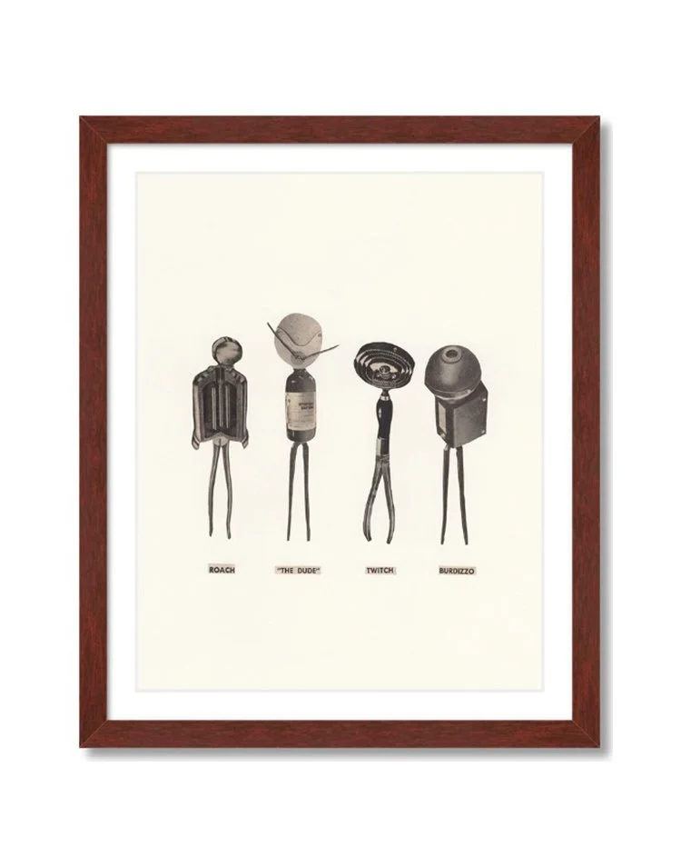 Collage with figures made from mechanical parts