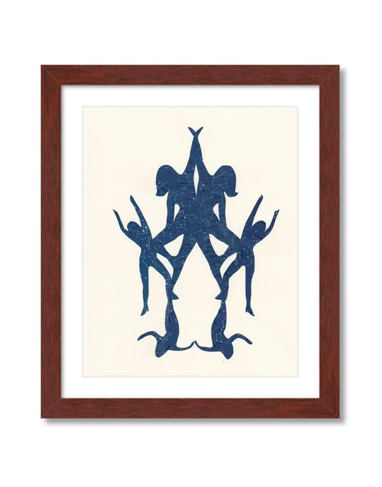 Collage of dancing person made of stars