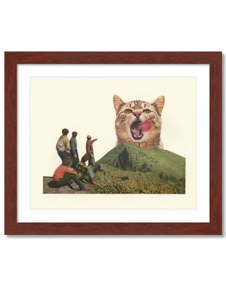 Collage with giant cat