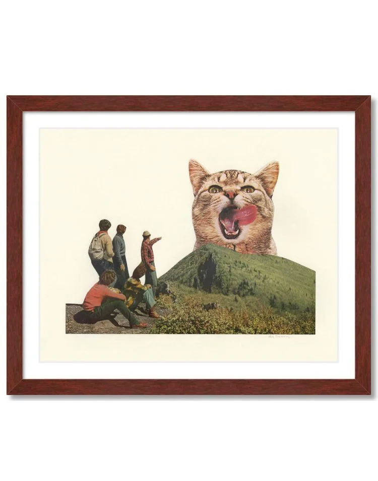 Collage with giant cat