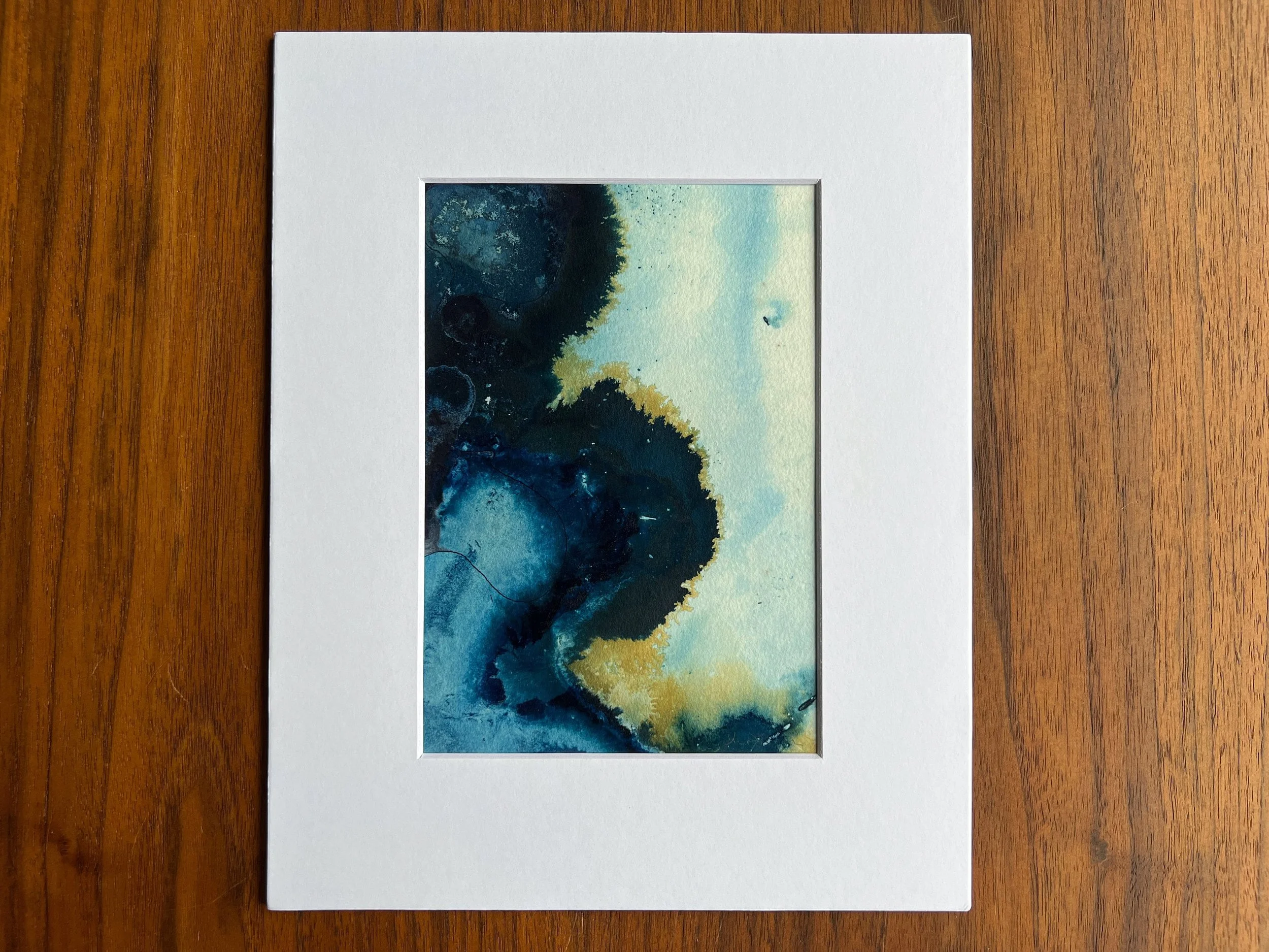 Original cyanotype records the interaction of light-sensitive solution, wind, rain and sun over a 24-hour period.