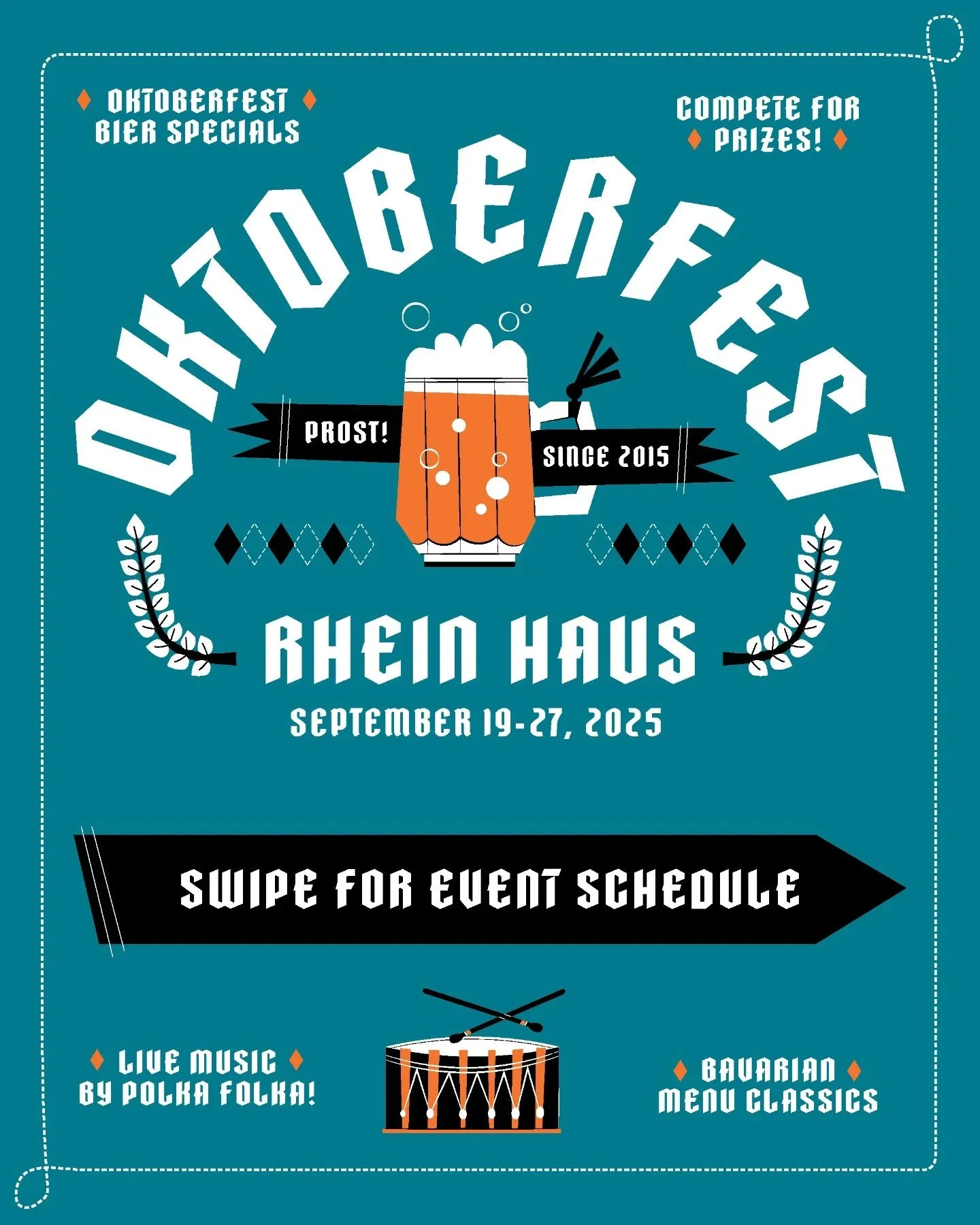 Come by our Haus for our 10th annual Oktoberfest celebration! From 9/19&ndash;9/27 we&rsquo;ll have $7 half liters of Oktoberfest biers plus weekend Oktoberfest activities 🍻

Come test your strength and compete for prizes during Stein Holding compet
