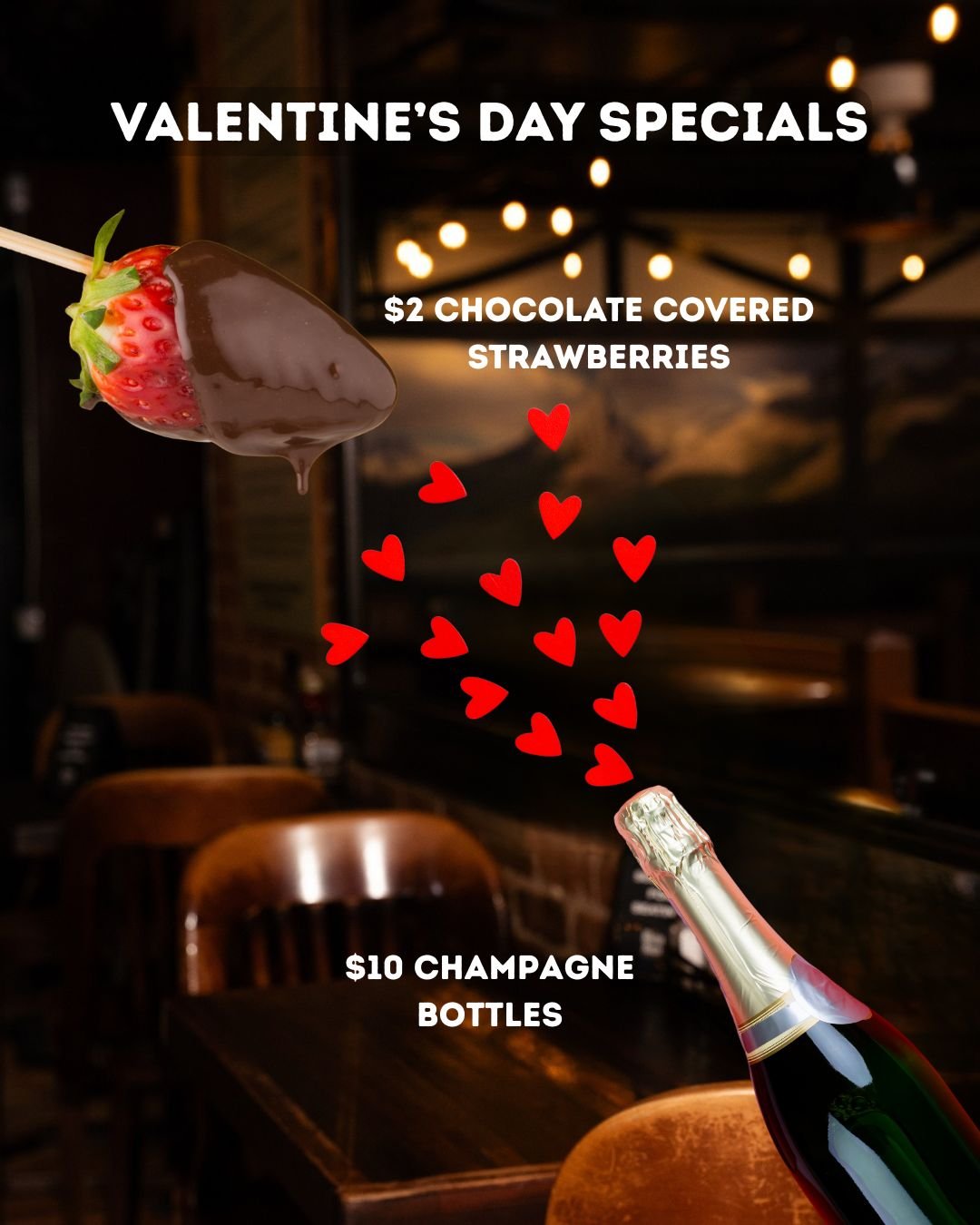 Roses are red, steins are tall&hellip;and we&rsquo;ve got a little something for special for all ❤️

This Valentine&rsquo;s Day:
🍓 $2 chocolate‑covered strawberries
🍾 $10 bottles of champagne

A little sweet, a little bubbly, and great for anyone o