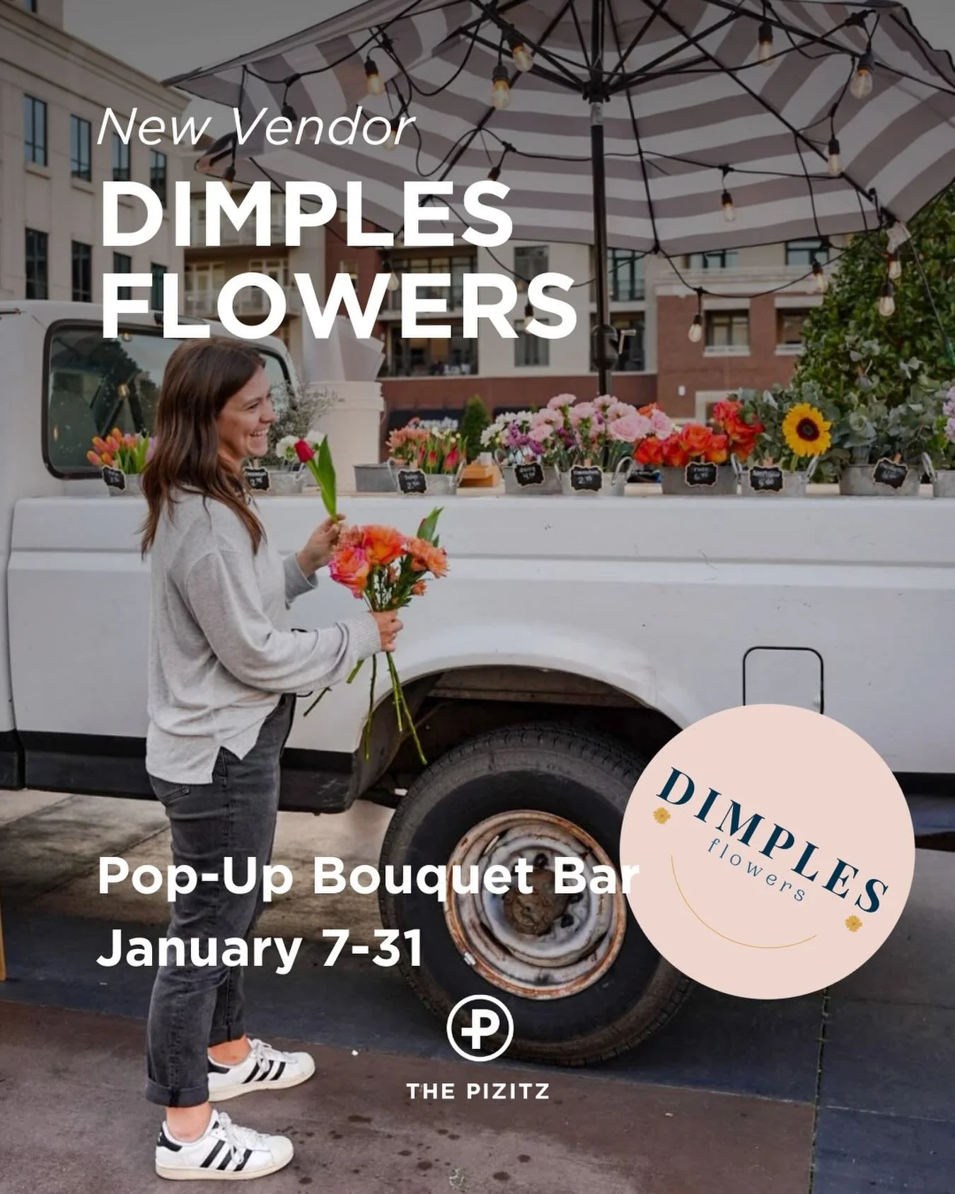 New year, new vendor! 

Dimples Flowers is popping up at The Pizitz with fresh, custom bouquets January 7&ndash;31!