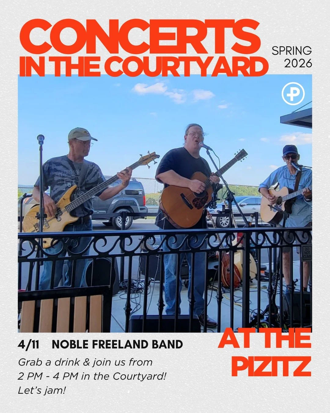 This Saturday, join us for the first of many Concerts in the Courtyard! With sounds and vibes from Noble Freeland Band, enjoy Alabama's beautiful spring weather, a delicious meal from one of our 9 food vendors, and a cocktail to top it all off! 🎸🎶?