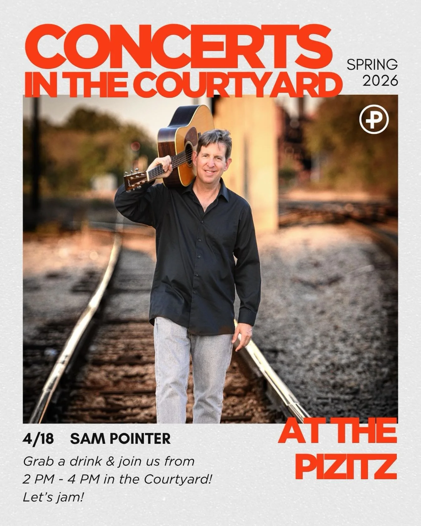 The music continues 🎶 Join us this Saturday for Concerts in the Courtyard with Sam Pointer. Enjoy live music, spring weather, great eats, and cocktails🍹