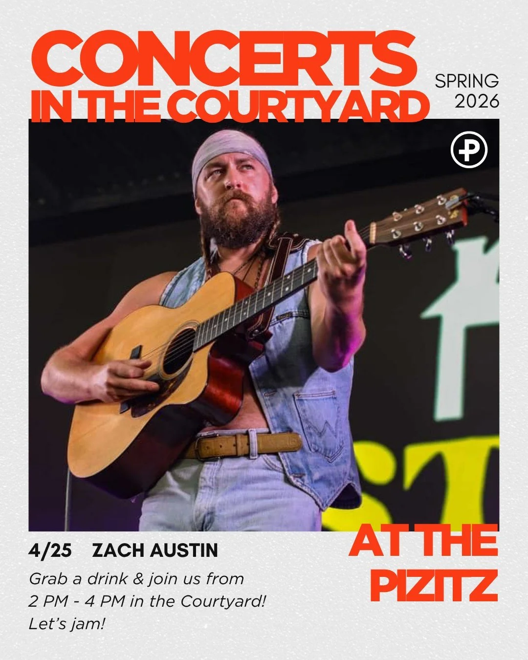 This Saturday, Zach Austin from @thestepdadsmusic 
Live music, good hangs, and food &amp; drink specials in the food hall! 

$4 Beers
$8 Margaritas 

Come &amp; join us in the courtyard for a beautiful afternoon in Birmingham!