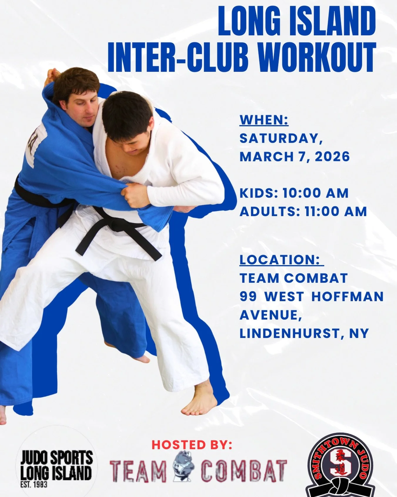 Join us on the mat for our next Long Island Interclub training session! This is a FREE event and all schools and experience levels are welcome.

Come sharpen your skills, get great rounds in, and connect with the Long Island judo community. Let&rsquo