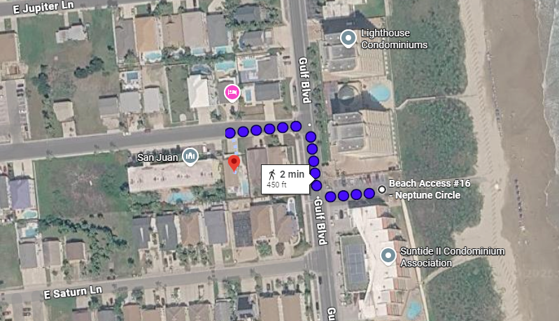 2 min walk to Beach Access #16