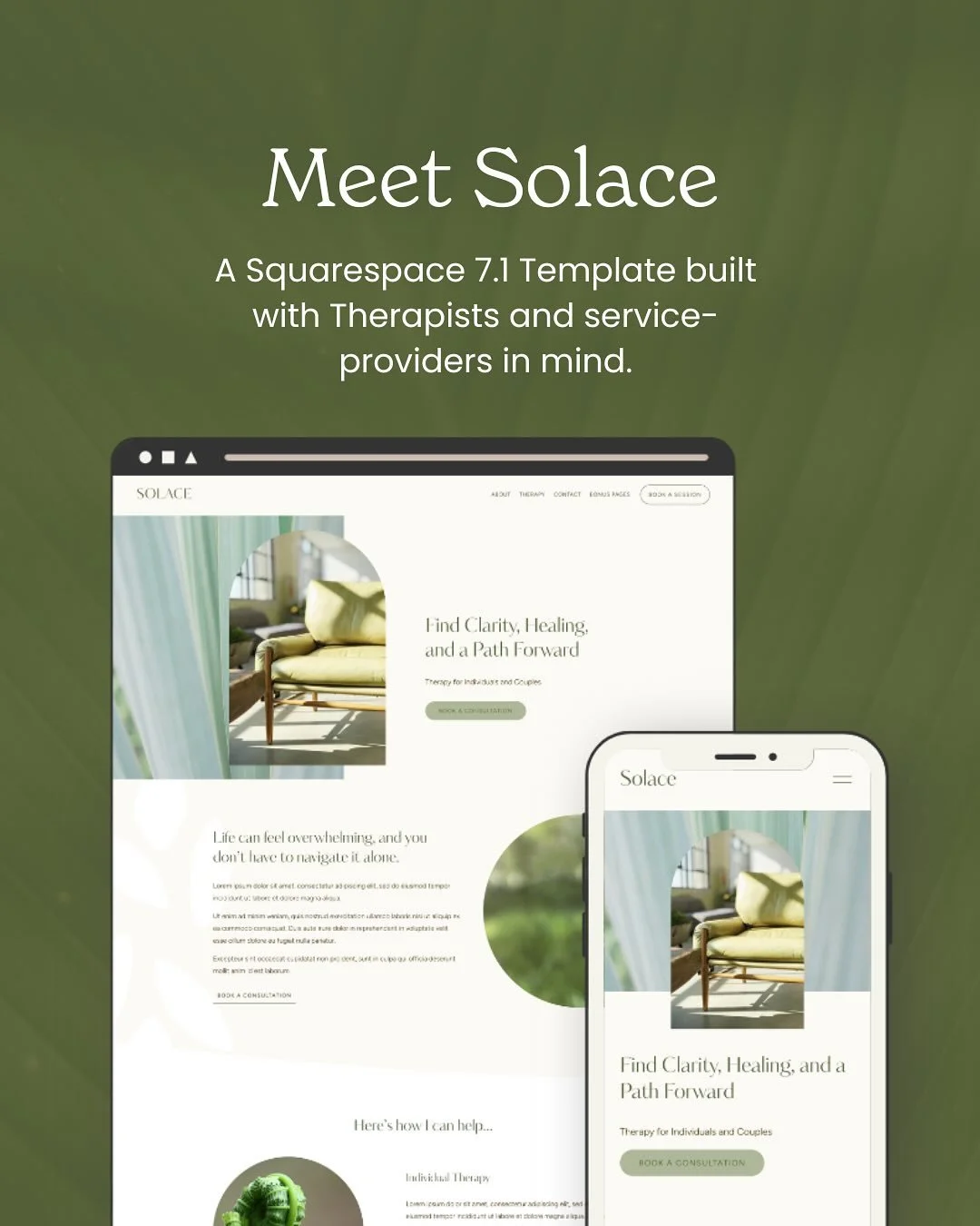 After designing countless websites for therapists and service-providers, I poured everything I know into this template so that you&rsquo;ll not only have what you need to launch but also to grow your business. It&rsquo;s beautiful, strategic, and rea